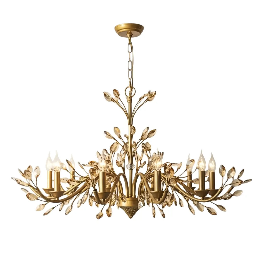 Eleganter Ast-Kronleuchter – Gold Kristall für Wohnzimmer / Esszimmer - Flindria