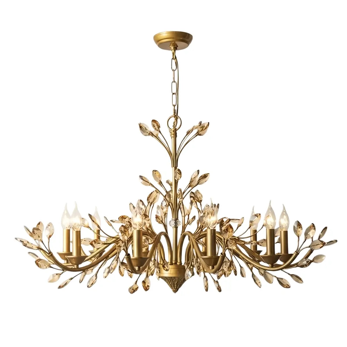 Eleganter Ast-Kronleuchter – Gold Kristall für Wohnzimmer / Esszimmer - Flindria