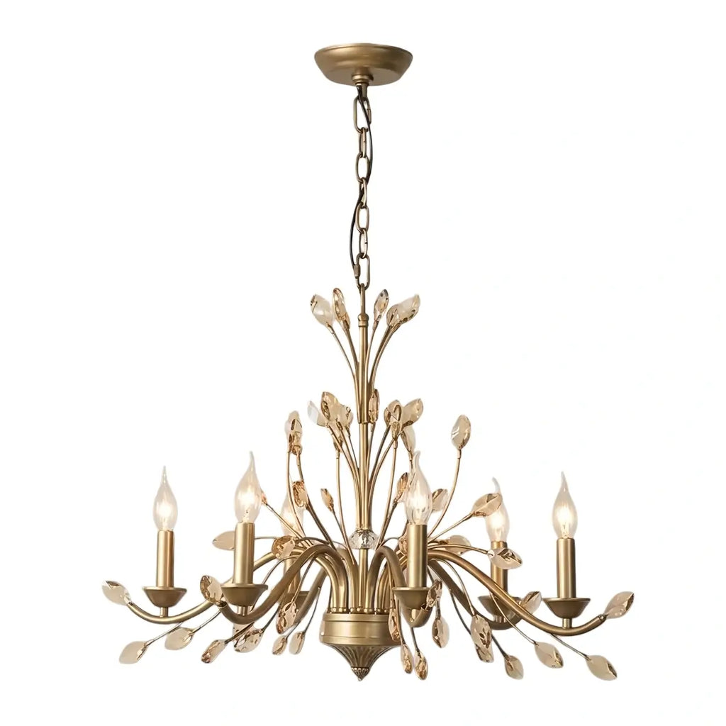 Eleganter Ast-Kronleuchter – Gold Kristall für Wohnzimmer / Esszimmer - Flindria