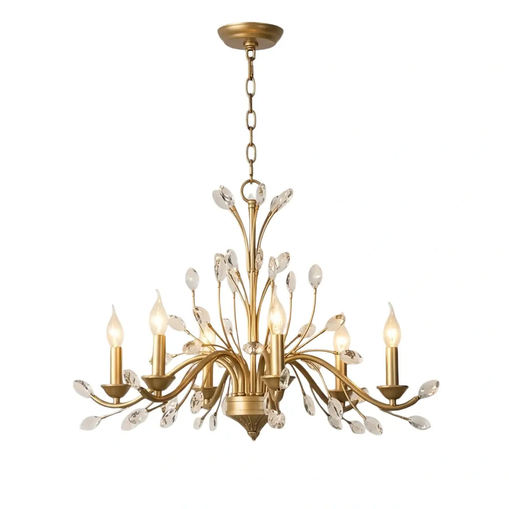 Eleganter Ast-Kronleuchter – Gold Kristall für Wohnzimmer / Esszimmer - Flindria