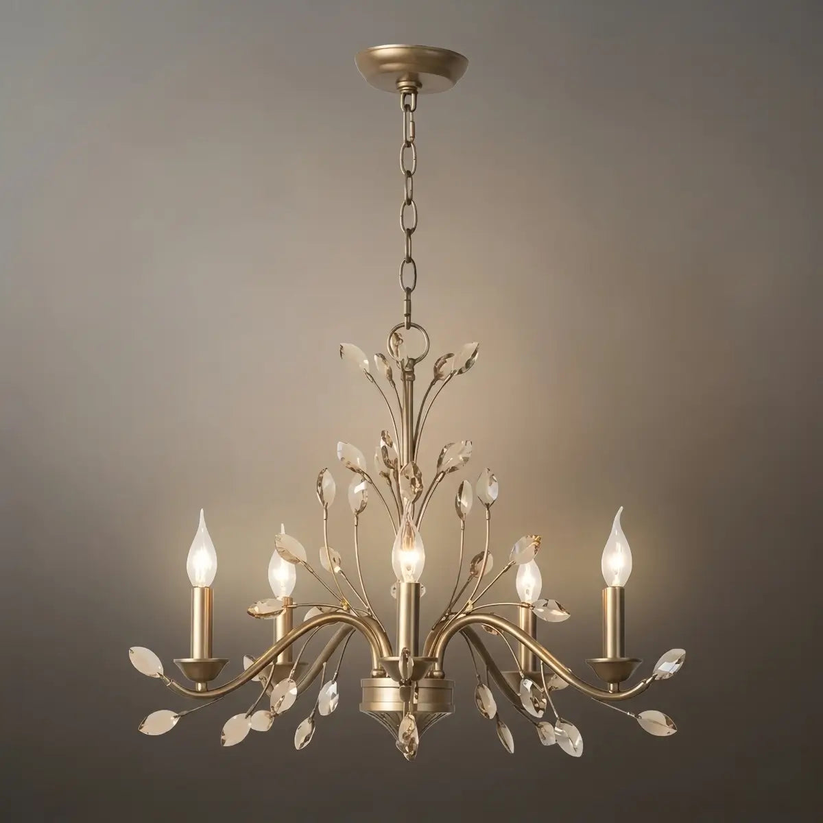 Eleganter Ast-Kronleuchter – Gold Kristall für Wohnzimmer / Esszimmer - Flindria