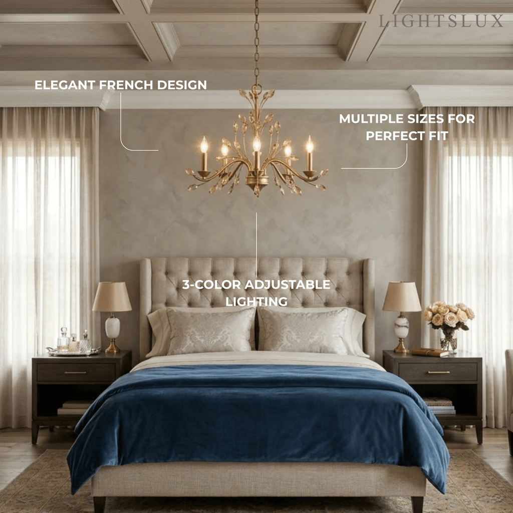 Eleganter Ast-Kronleuchter – Gold Kristall für Wohnzimmer / Esszimmer - Flindria