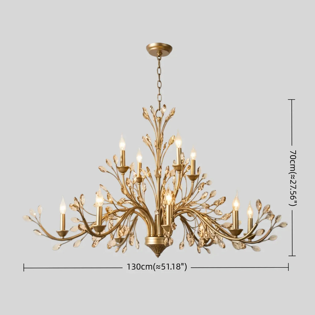 Eleganter Ast-Kronleuchter – Gold Kristall für Wohnzimmer / Esszimmer - Flindria