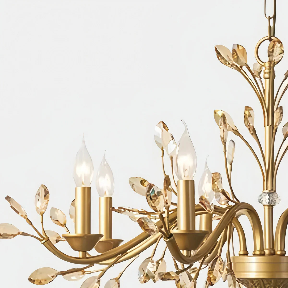 Eleganter Ast-Kronleuchter – Gold Kristall für Wohnzimmer / Esszimmer - Flindria