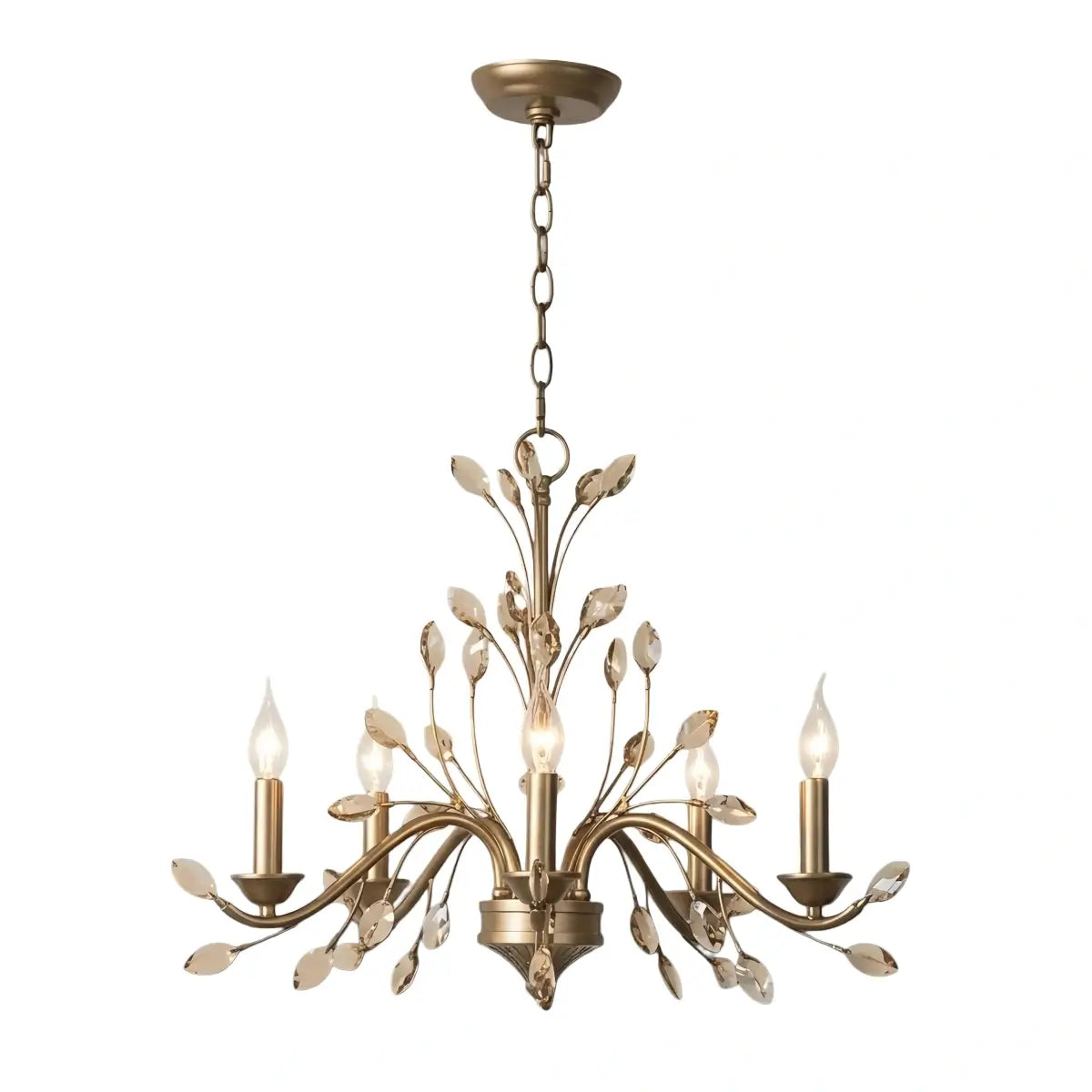 Eleganter Ast-Kronleuchter – Gold Kristall für Wohnzimmer / Esszimmer - Flindria