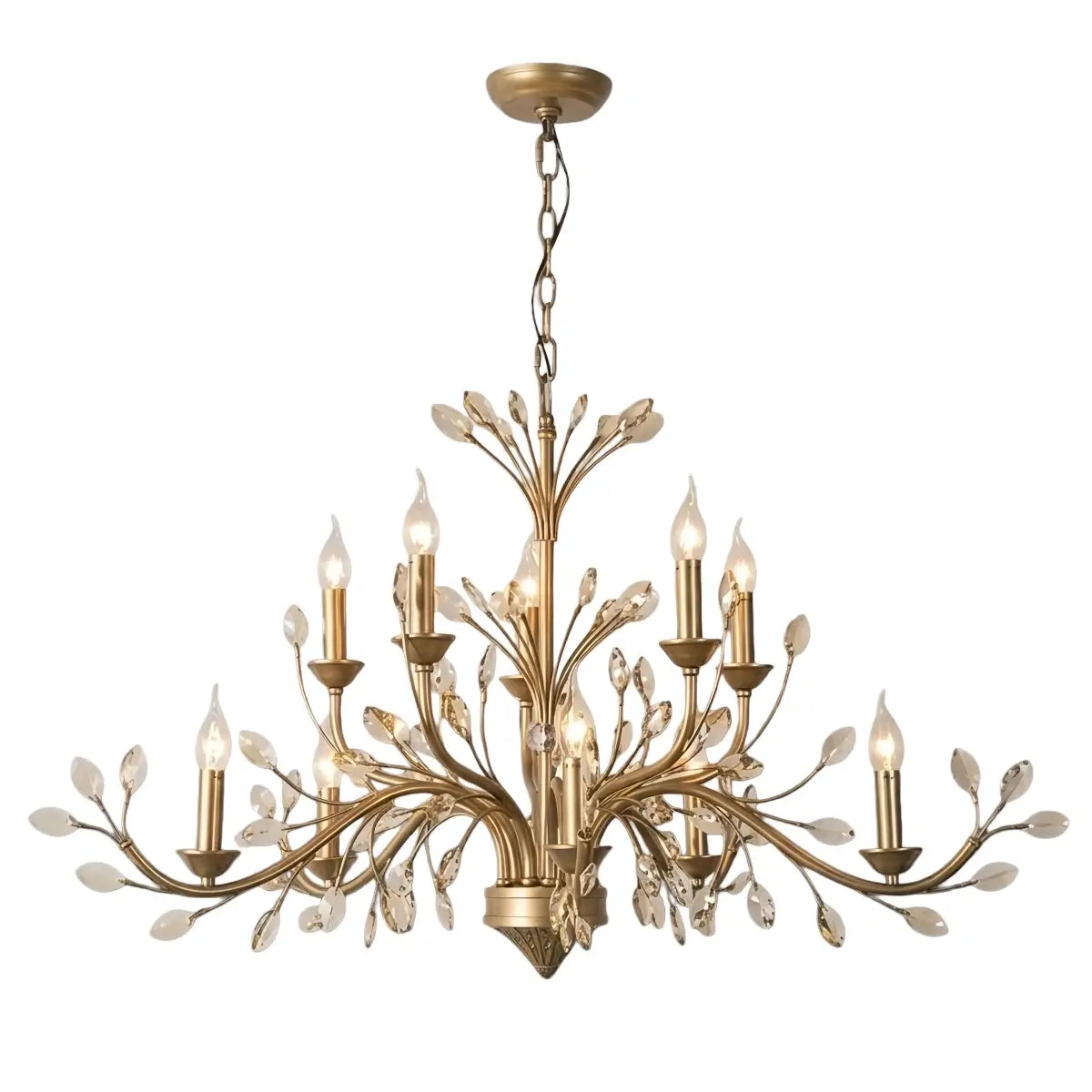 Eleganter Ast-Kronleuchter – Gold Kristall für Wohnzimmer / Esszimmer - Flindria