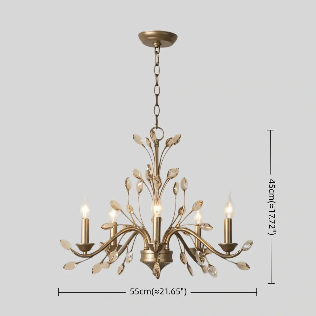Eleganter Ast-Kronleuchter – Gold Kristall für Wohnzimmer / Esszimmer - Flindria