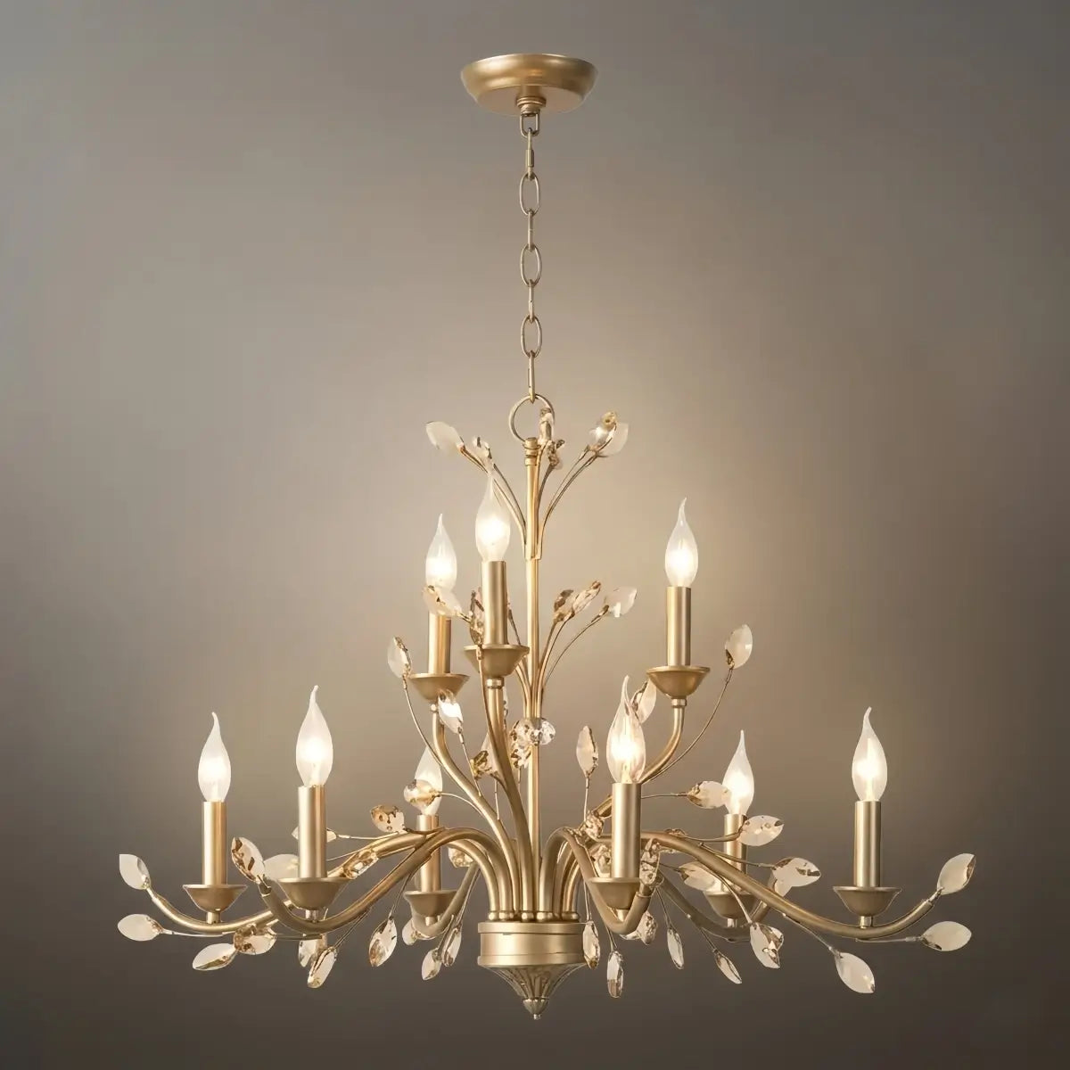 Eleganter Ast-Kronleuchter – Gold Kristall für Wohnzimmer / Esszimmer - Flindria