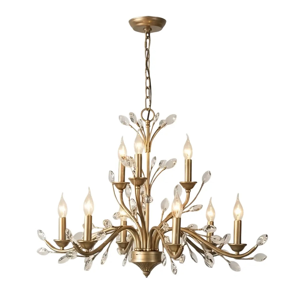 Eleganter Ast-Kronleuchter – Gold Kristall für Wohnzimmer / Esszimmer - Flindria