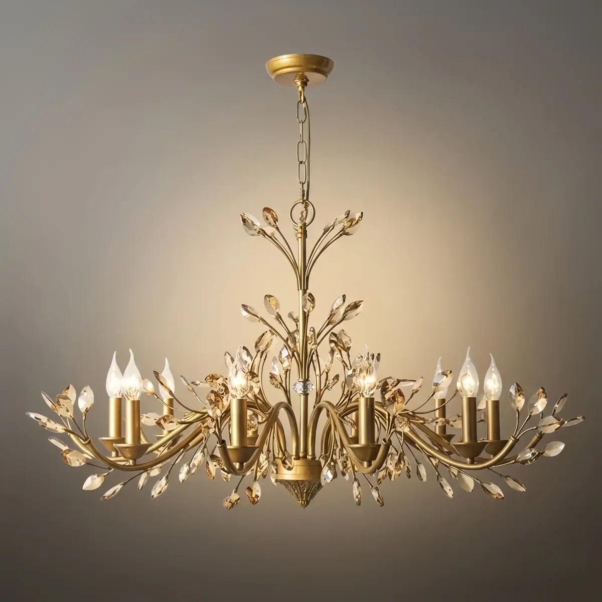 Eleganter Ast-Kronleuchter – Gold Kristall für Wohnzimmer / Esszimmer - Flindria