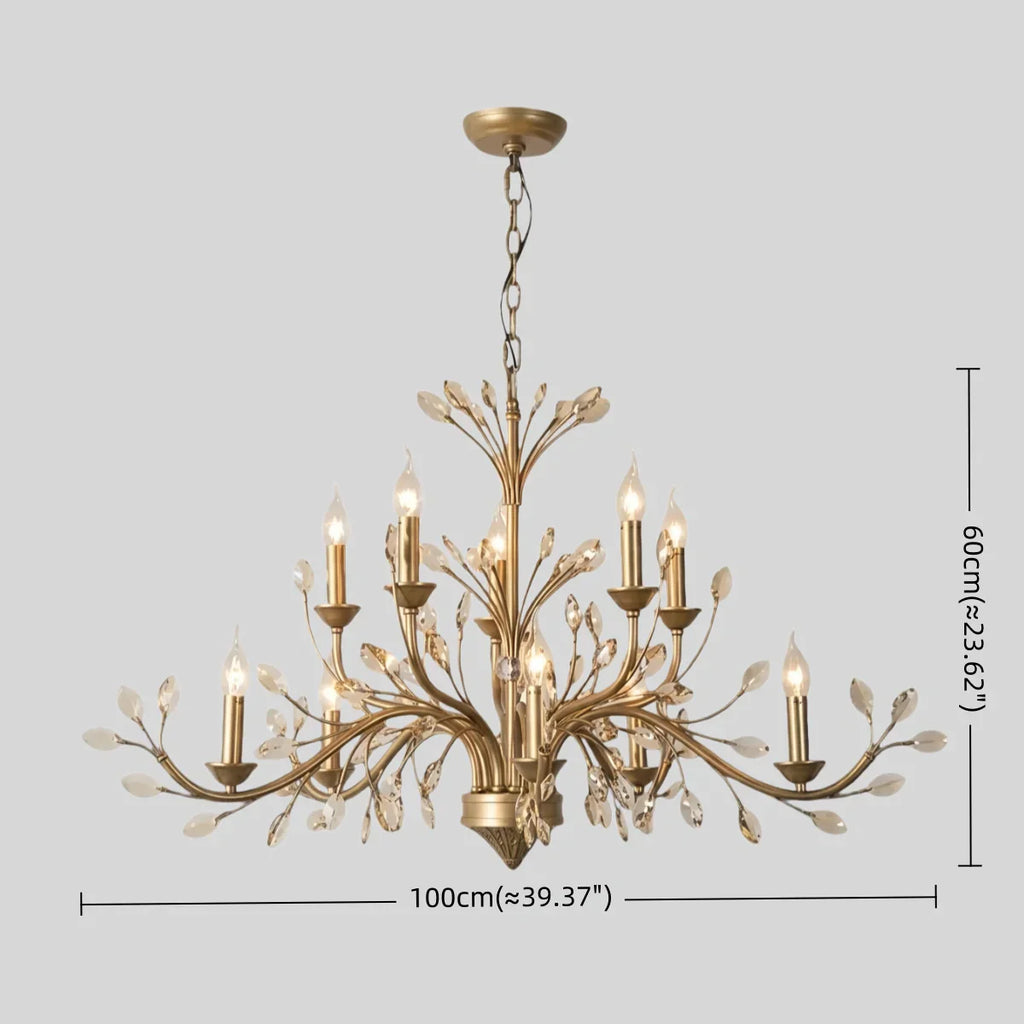 Eleganter Ast-Kronleuchter – Gold Kristall für Wohnzimmer / Esszimmer - Flindria