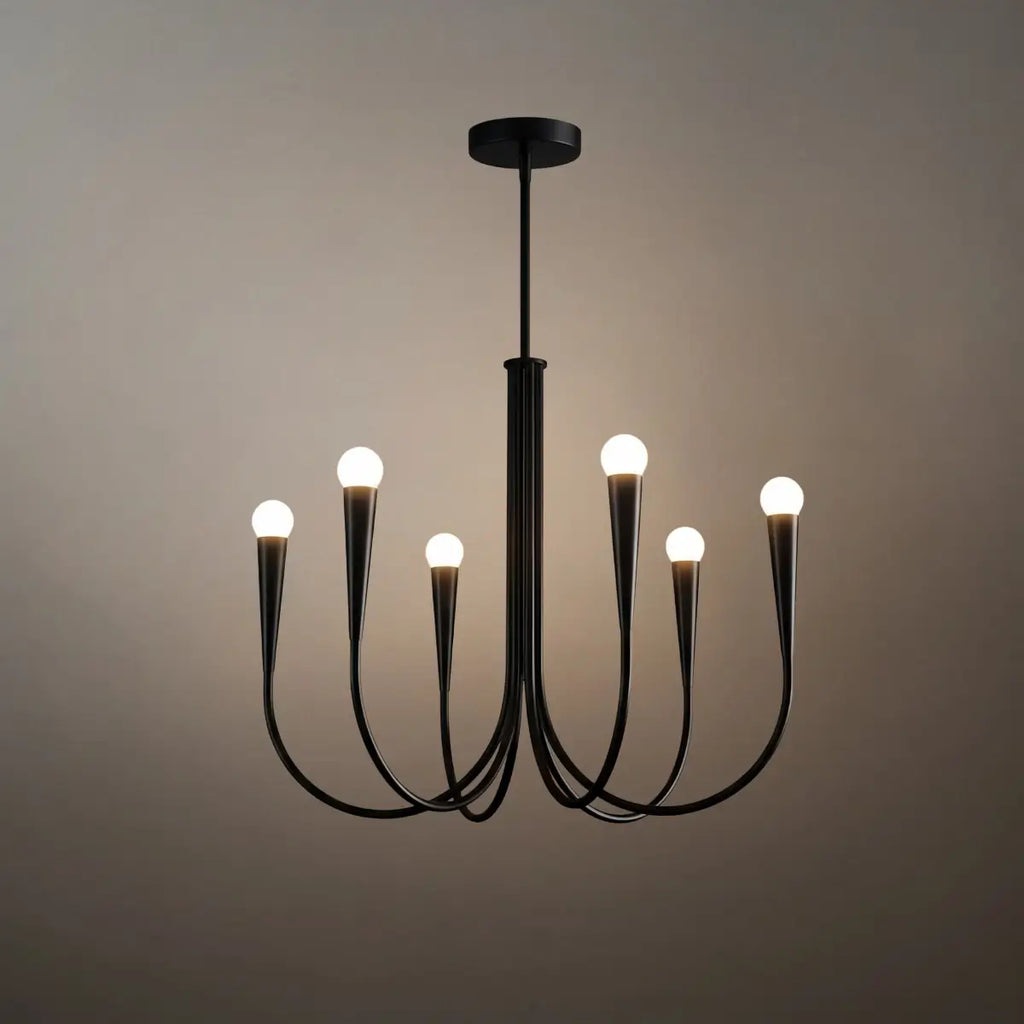 Lámpara de araña minimalista – Brazos curvos con globos dorados o negros para sala de estar/comedor - Flindria