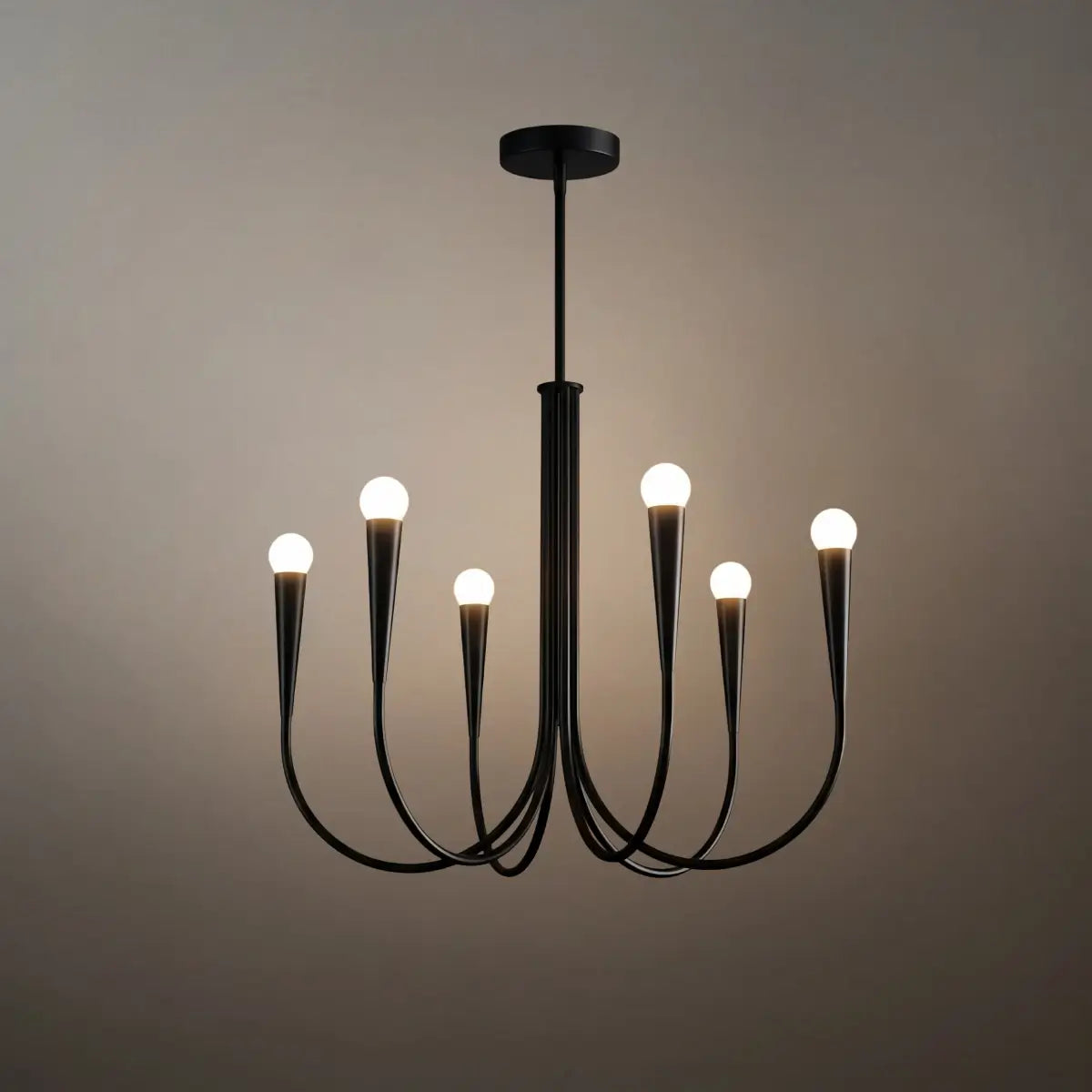 Lámpara de araña minimalista – Brazos curvos con globos dorados o negros para sala de estar/comedor - Flindria