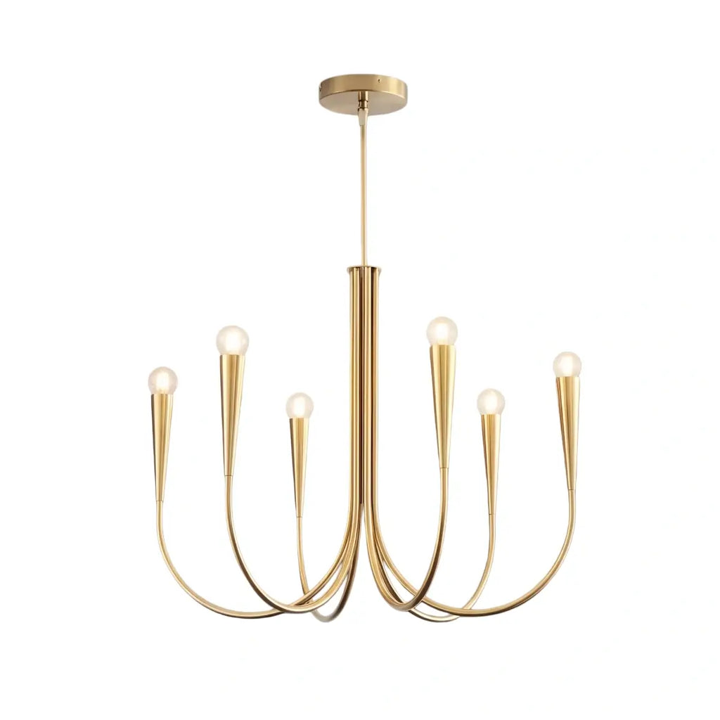 Lámpara de araña minimalista – Brazos curvos con globos dorados o negros para sala de estar/comedor - Flindria