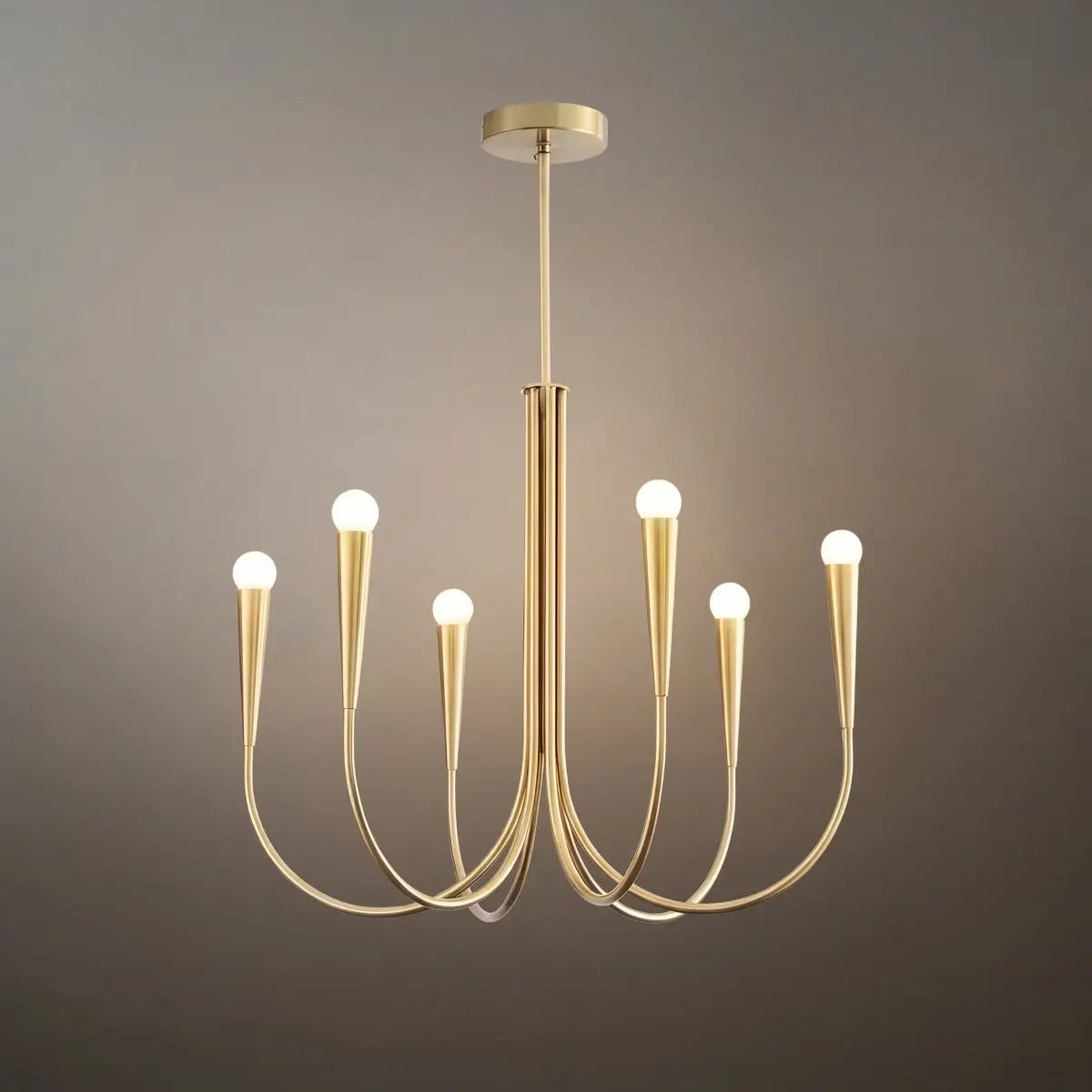 Lámpara de araña minimalista – Brazos curvos con globos dorados o negros para sala de estar/comedor - Flindria