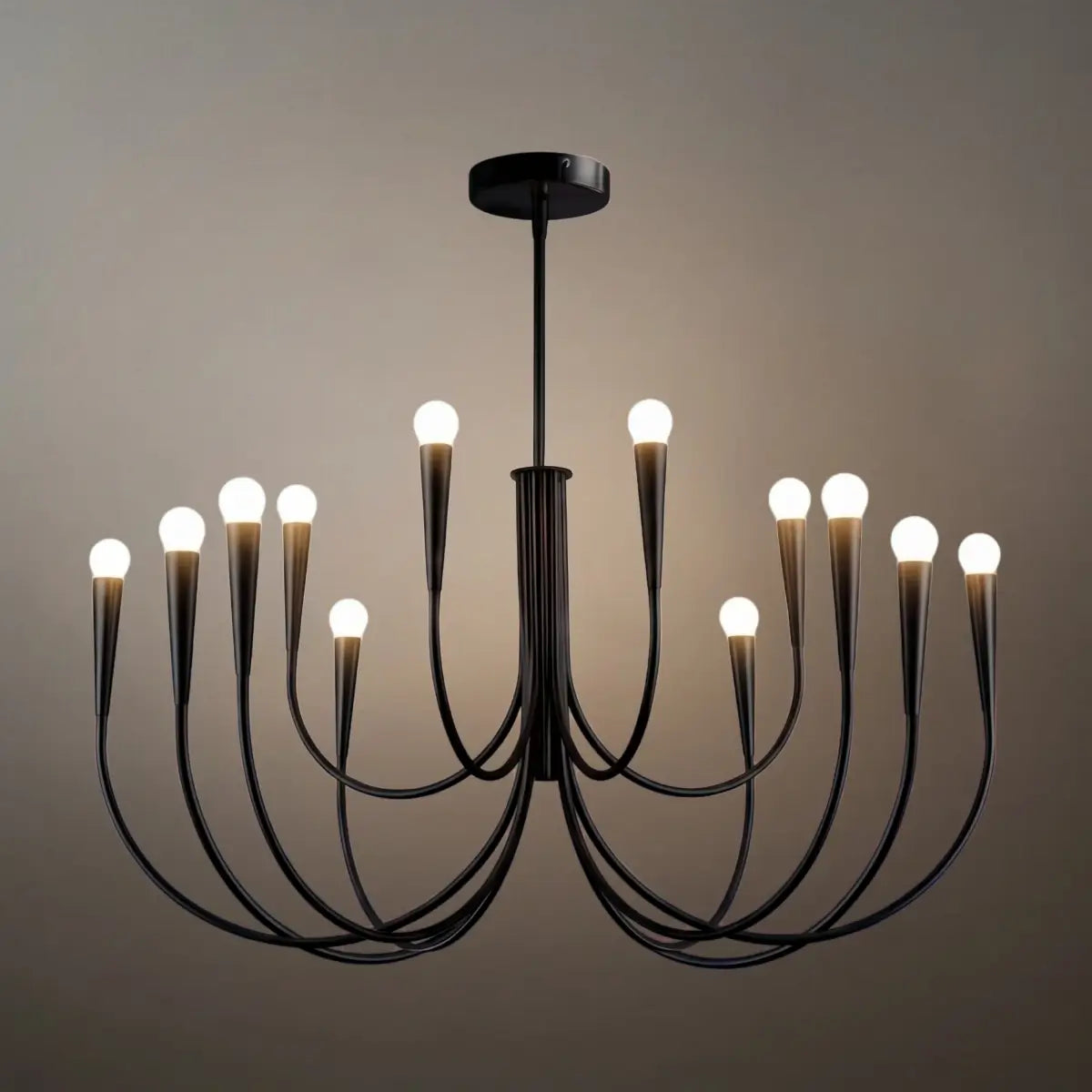 Lámpara de araña minimalista – Brazos curvos con globos dorados o negros para sala de estar/comedor - Flindria