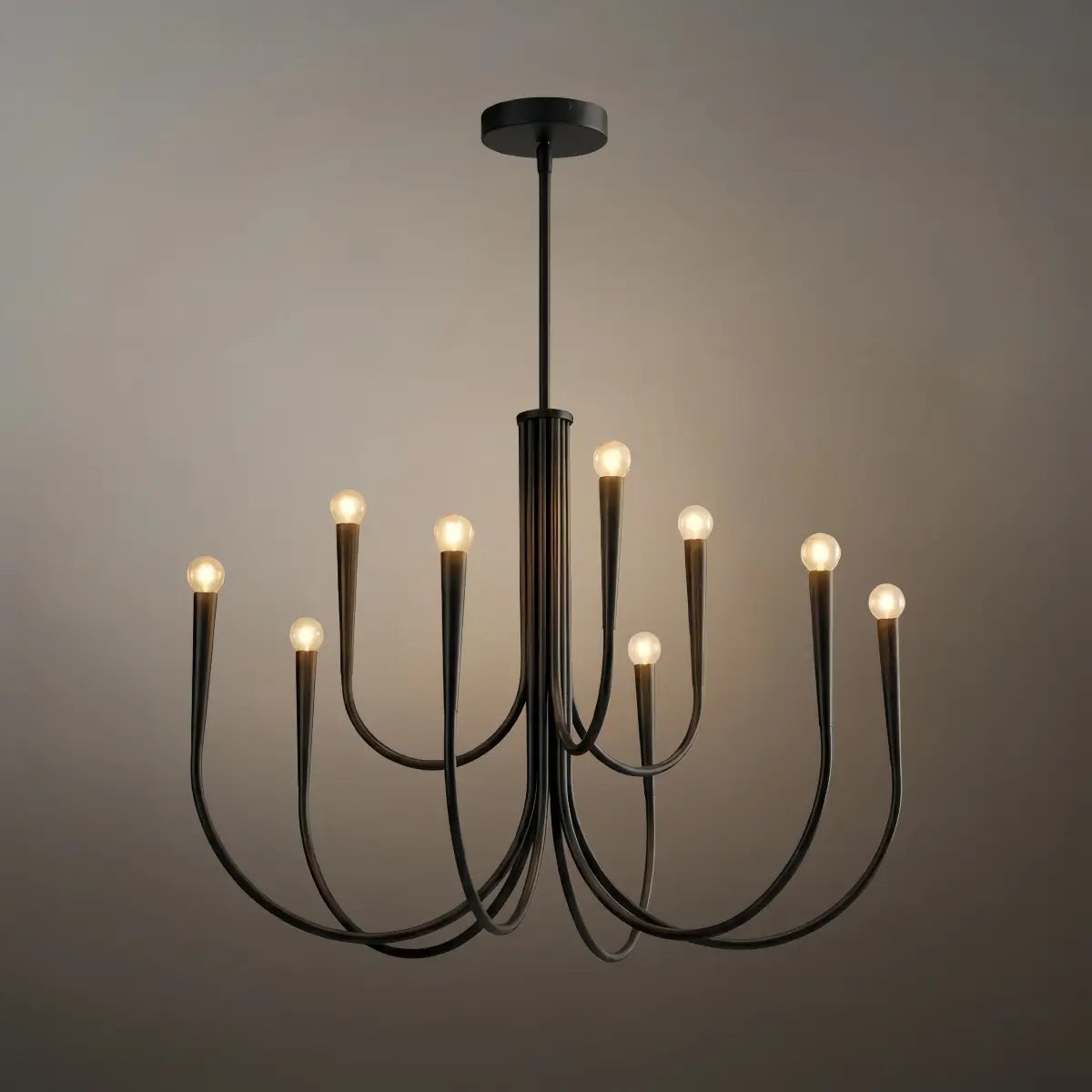 Lámpara de araña minimalista – Brazos curvos con globos dorados o negros para sala de estar/comedor - Flindria