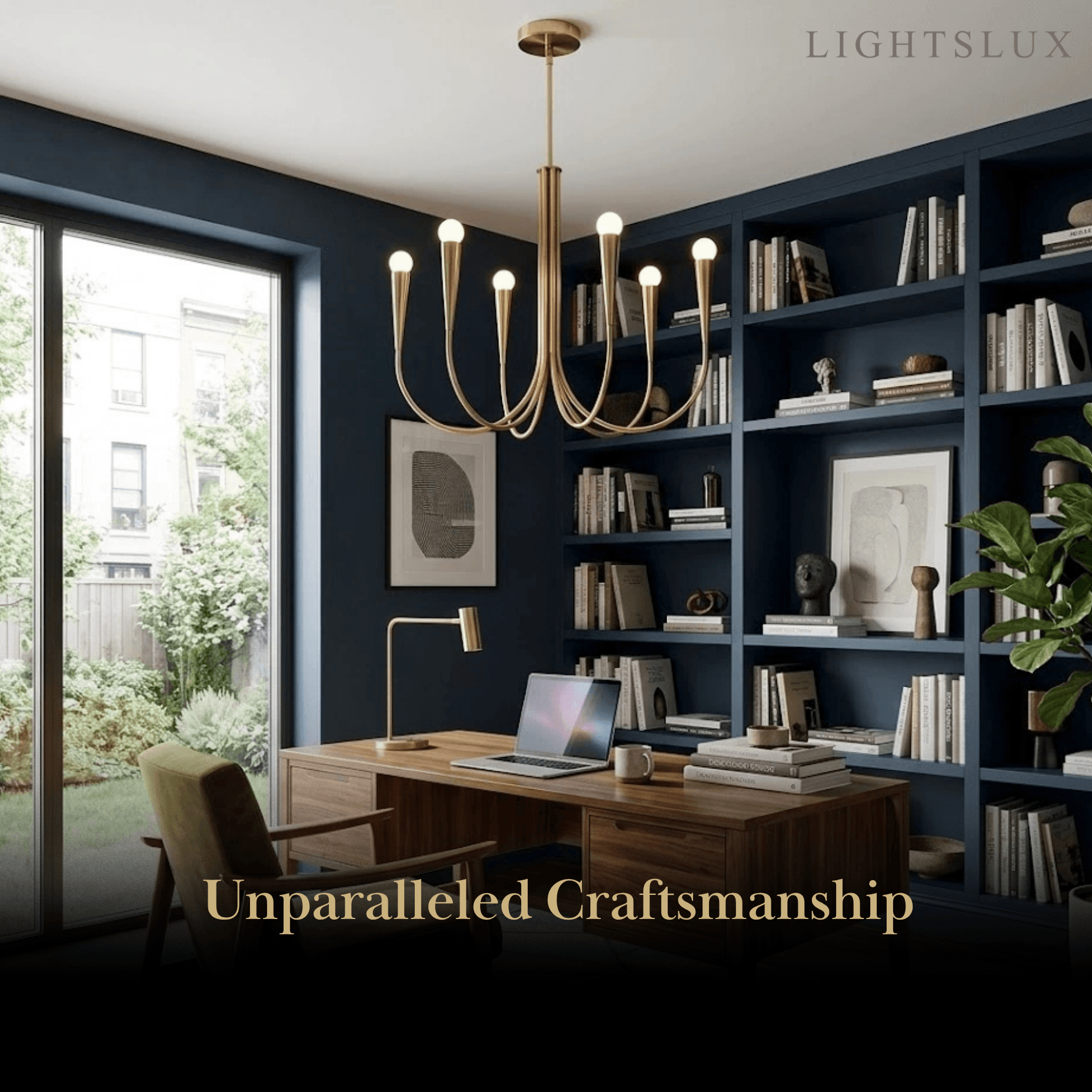 Lámpara de araña minimalista – Brazos curvos con globos dorados o negros para sala de estar/comedor - Flindria
