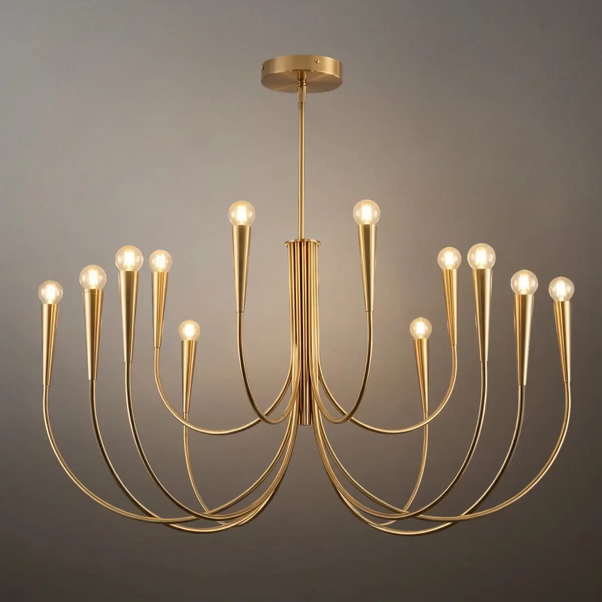 Lámpara de araña minimalista – Brazos curvos con globos dorados o negros para sala de estar/comedor - Flindria