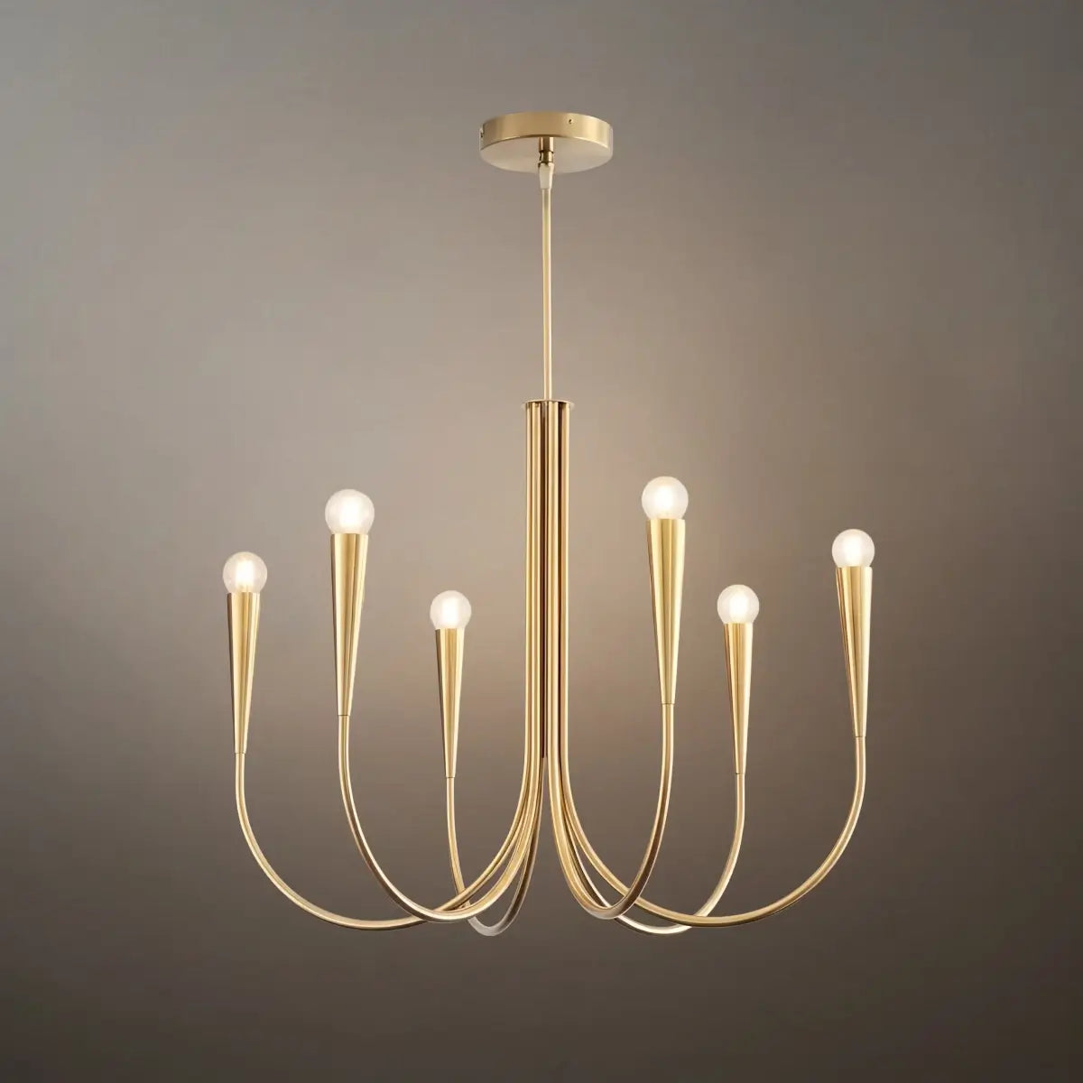 Lámpara de araña minimalista – Brazos curvos con globos dorados o negros para sala de estar/comedor - Flindria