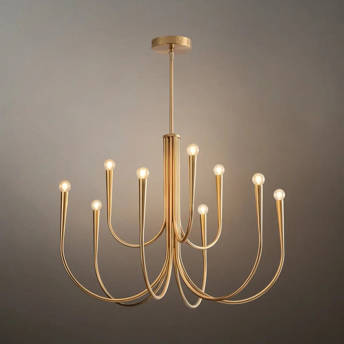 Lámpara de araña minimalista – Brazos curvos con globos dorados o negros para sala de estar/comedor - Flindria