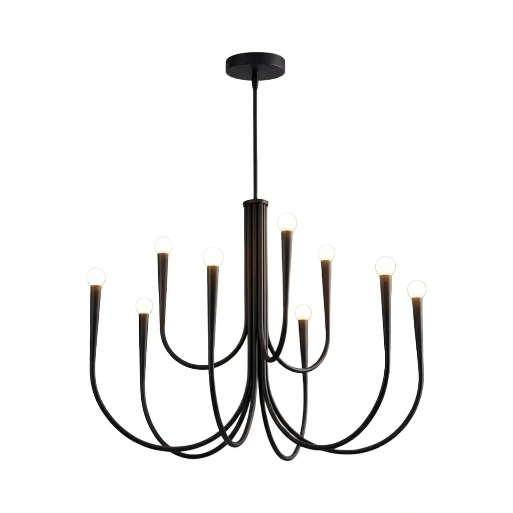 Lámpara de araña minimalista – Brazos curvos con globos dorados o negros para sala de estar/comedor - Flindria
