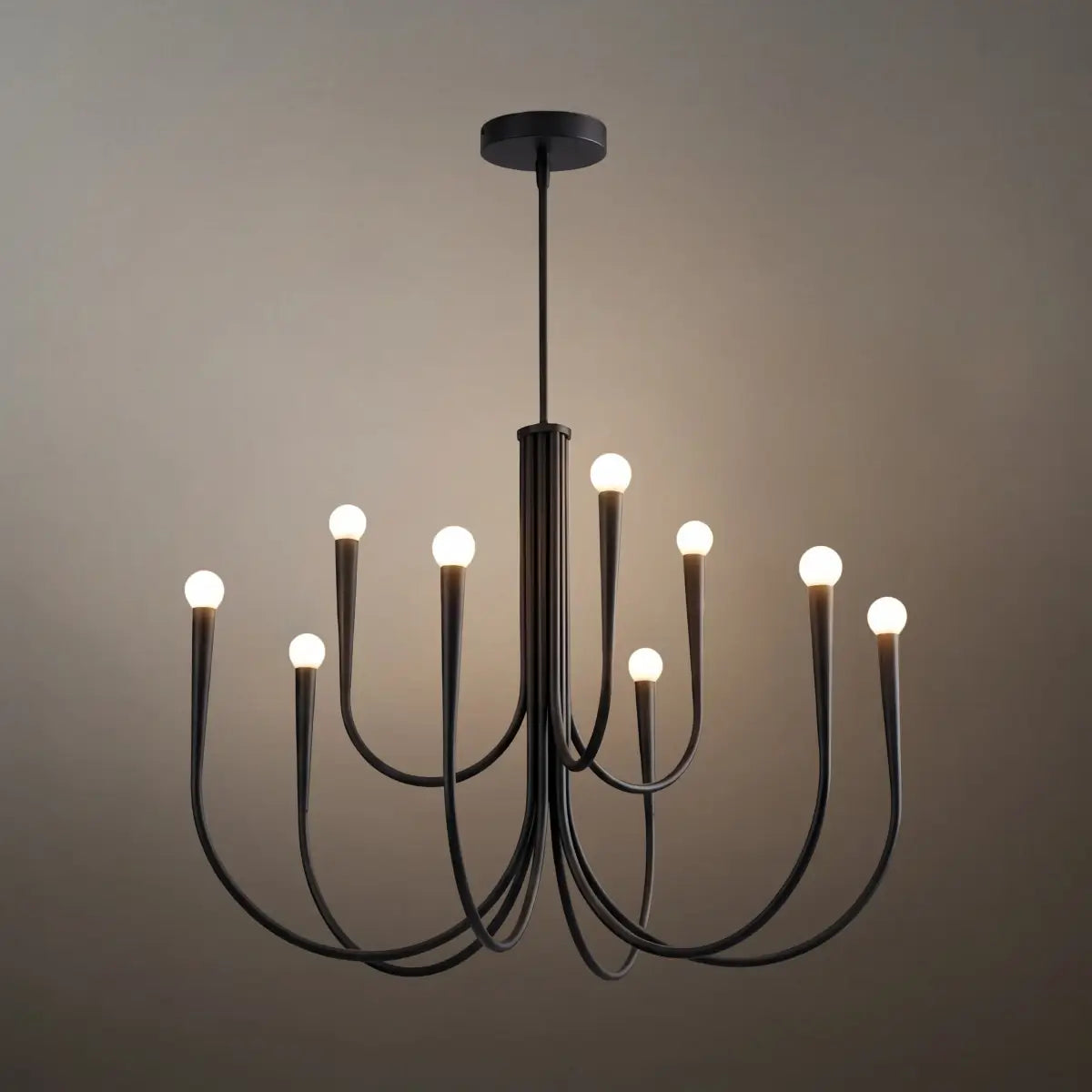 Lámpara de araña minimalista – Brazos curvos con globos dorados o negros para sala de estar/comedor - Flindria