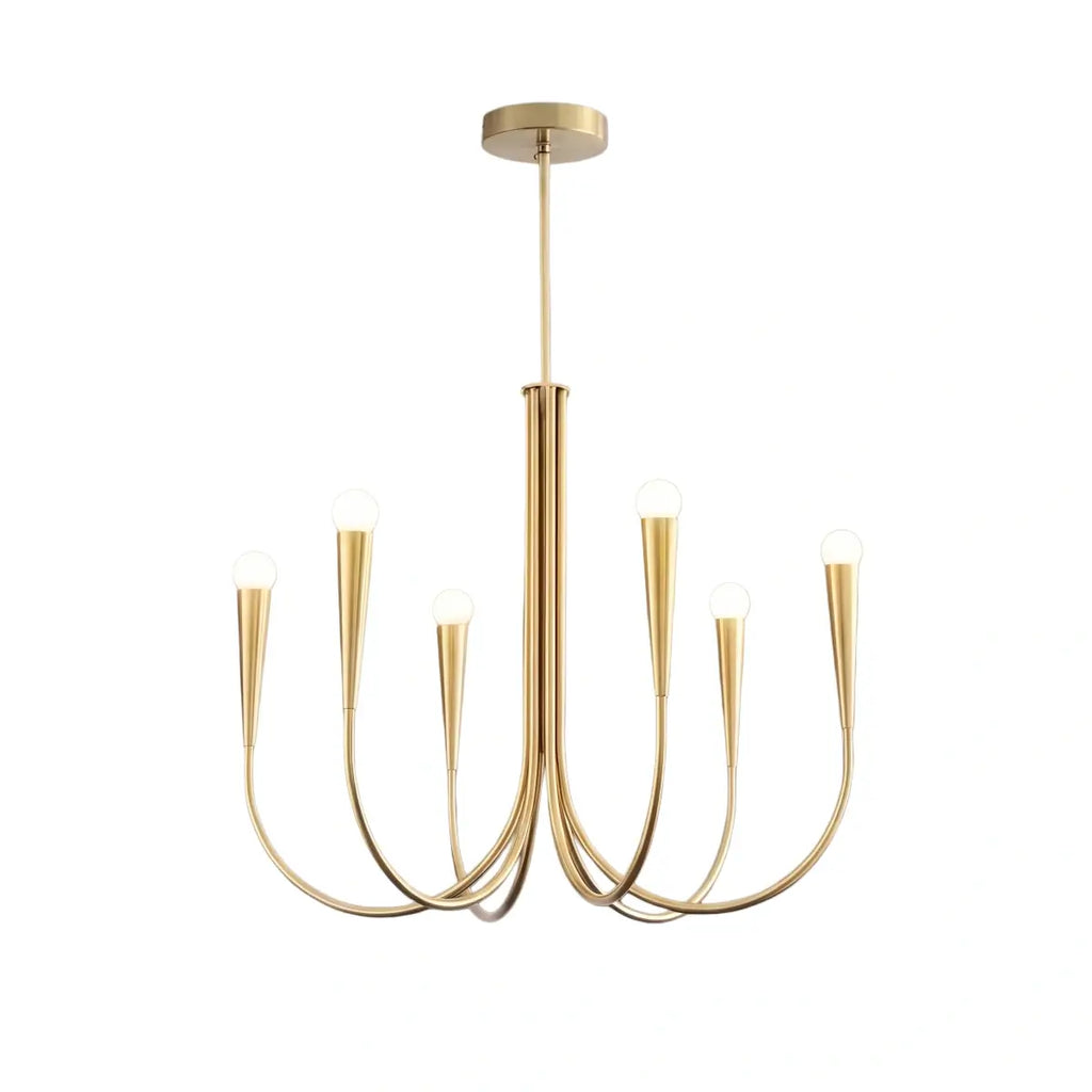 Lámpara de araña minimalista – Brazos curvos con globos dorados o negros para sala de estar/comedor - Flindria