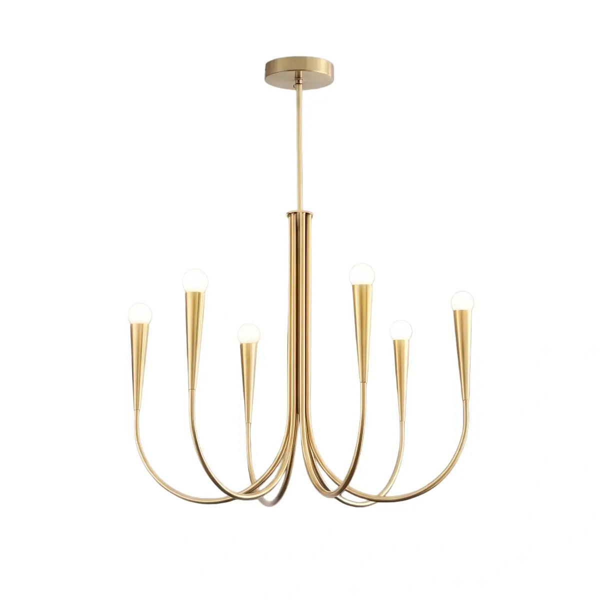 Lámpara de araña minimalista – Brazos curvos con globos dorados o negros para sala de estar/comedor - Flindria