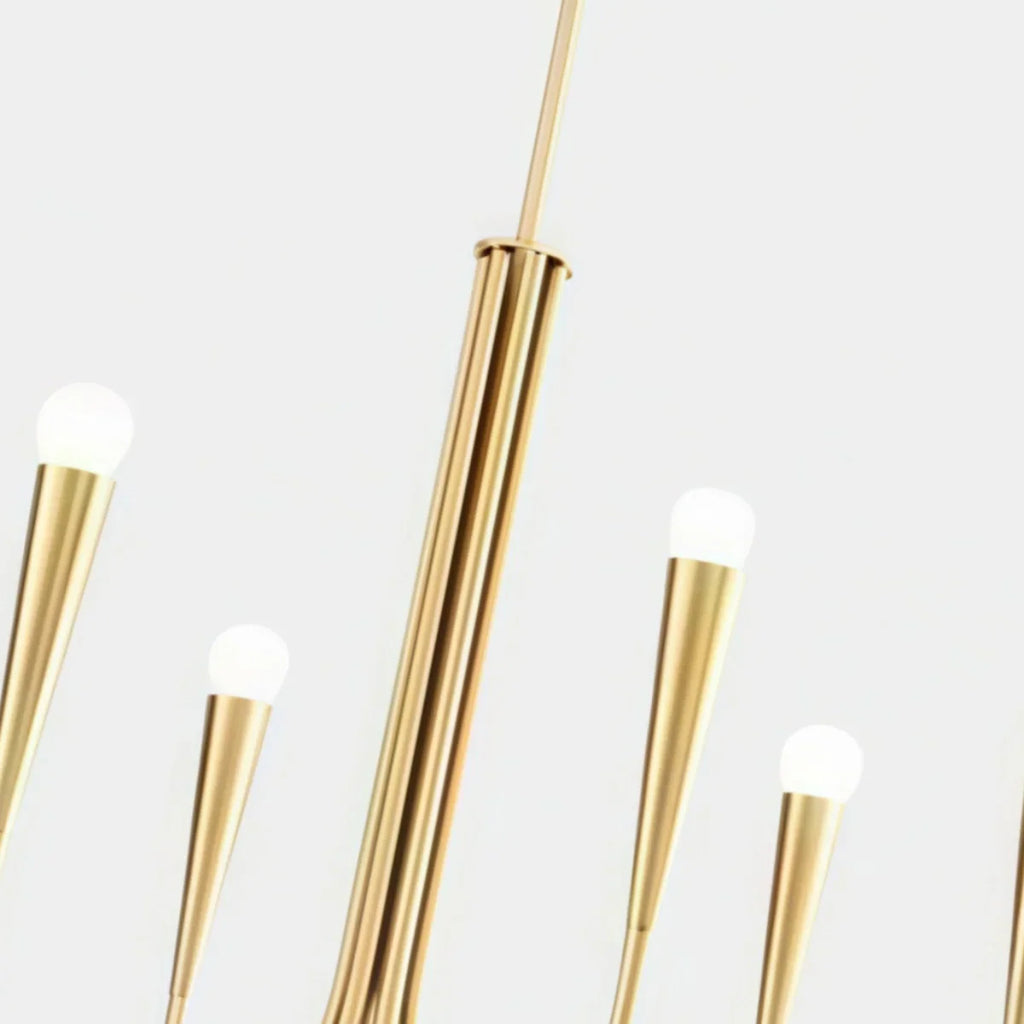 Lámpara de araña minimalista – Brazos curvos con globos dorados o negros para sala de estar/comedor - Flindria