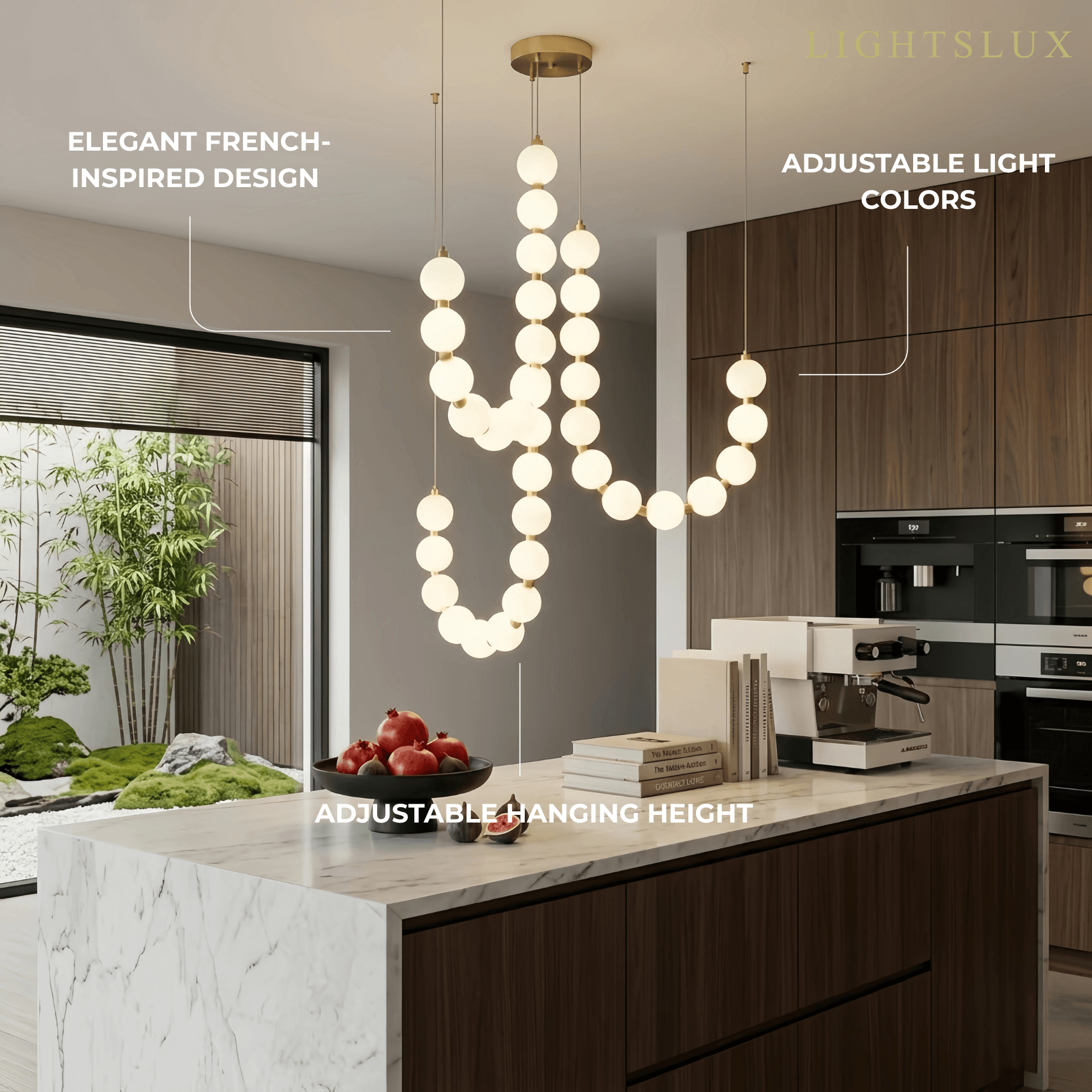 Elegant Chandelier — Brass & Acrylic White&Brass for Living Room - Flindria
