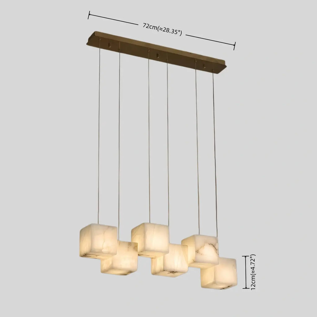 Suspension Minimaliste — Marbre & Acier Inoxydable Blanc pour Salle à Manger - Flindria