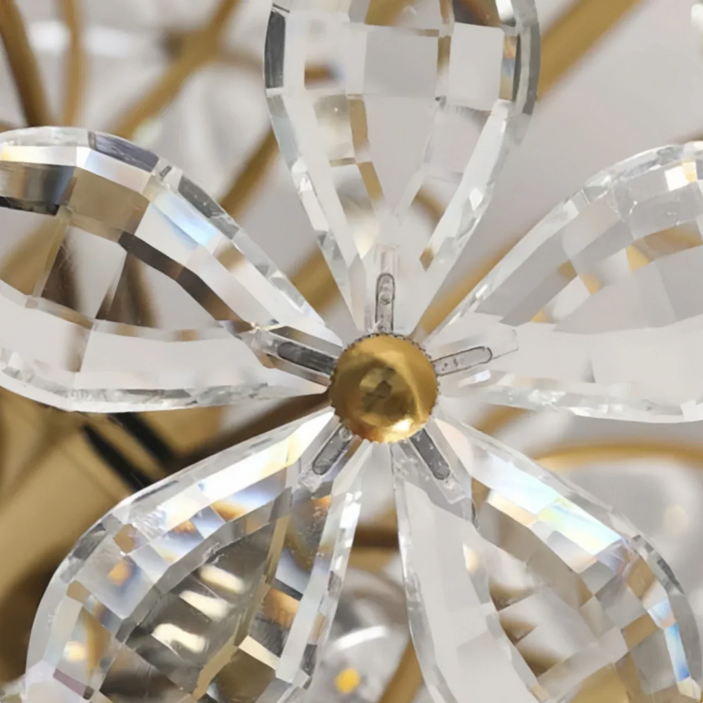 Modern Crystal Pendant Light – Gold Branch Flower Petal for Living Room / Bedroom - Flindria