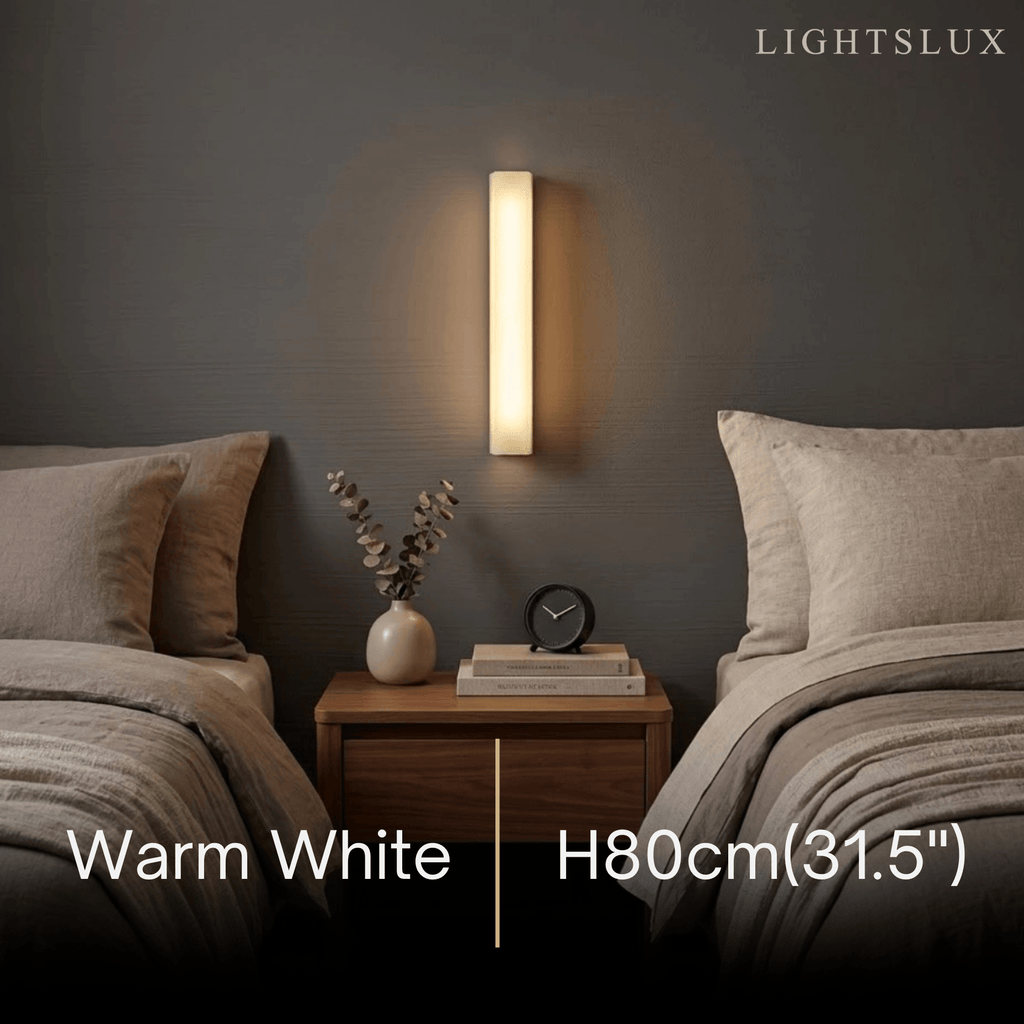 Minimalist LED Wall Lamp – White Marble Cuboid for Bedroom - Flindria