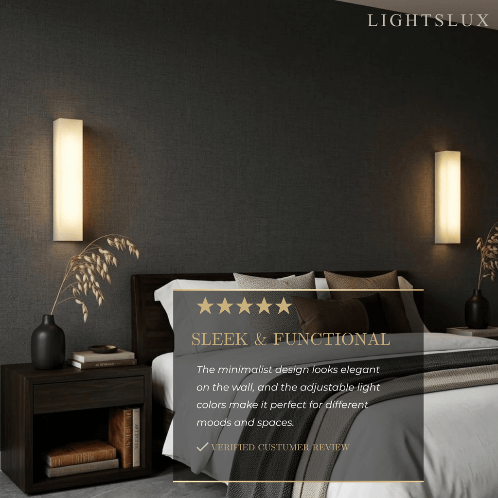Minimalist LED Wall Lamp – White Marble Cuboid for Bedroom - Flindria