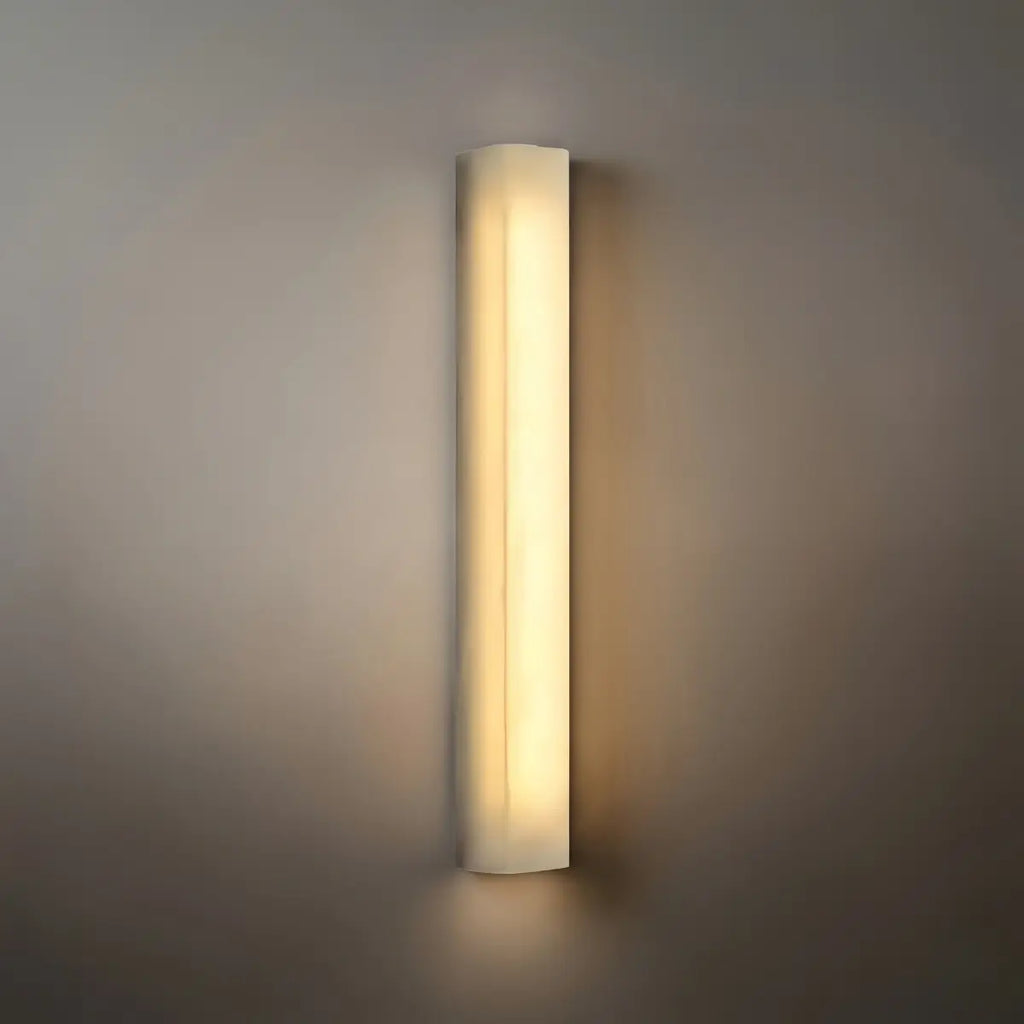 Minimalist LED Wall Lamp – White Marble Cuboid for Bedroom - Flindria