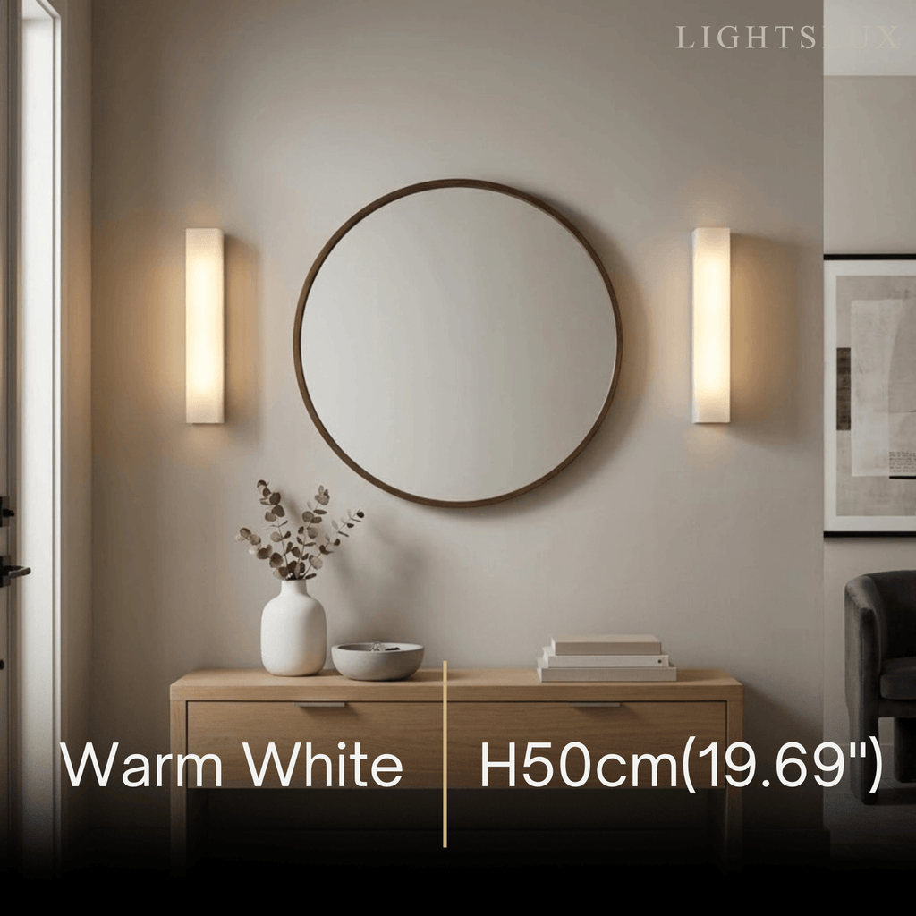 Minimalist LED Wall Lamp – White Marble Cuboid for Bedroom - Flindria