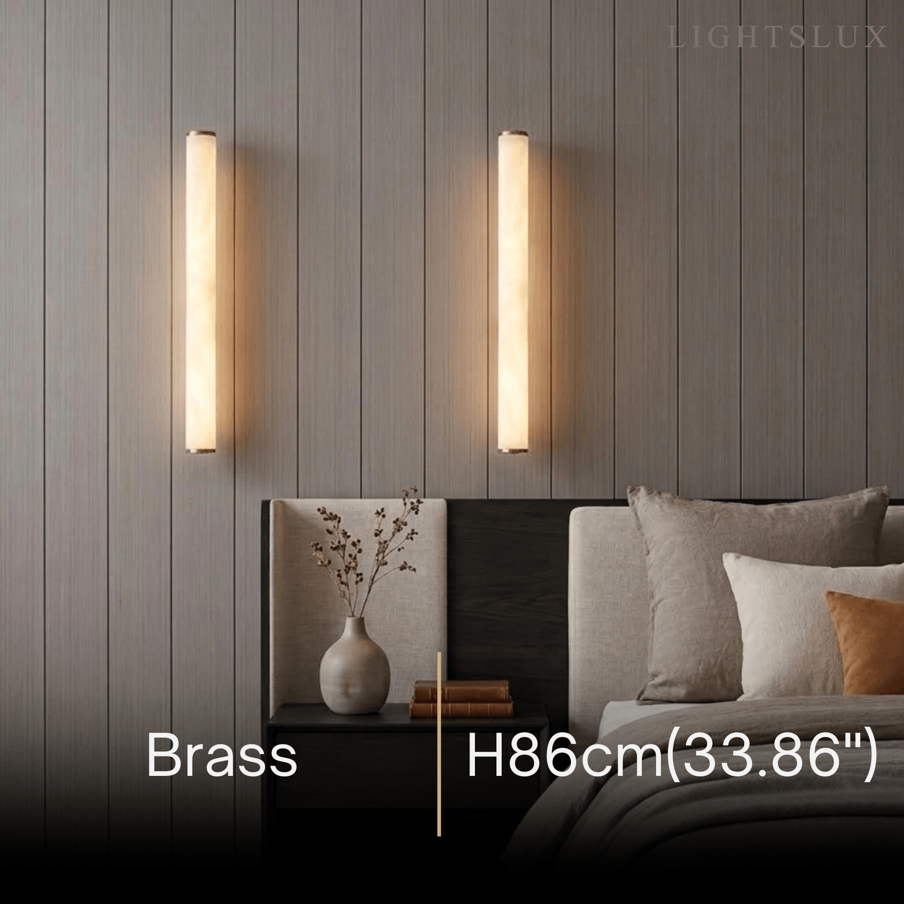 Modern Wall Lamp – Cylinder Marble Brass/Black for Living Room/ Bedroom - Flindria