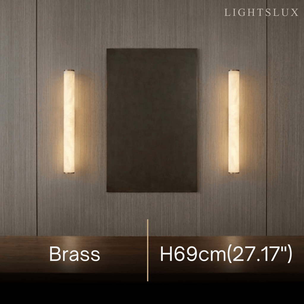 Modern Wall Lamp – Cylinder Marble Brass/Black for Living Room/ Bedroom - Flindria