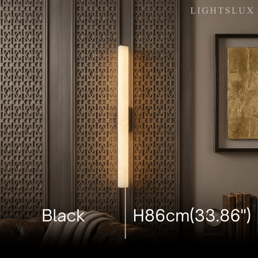 Modern Wall Lamp – Cylinder Marble Brass/Black for Living Room/ Bedroom - Flindria