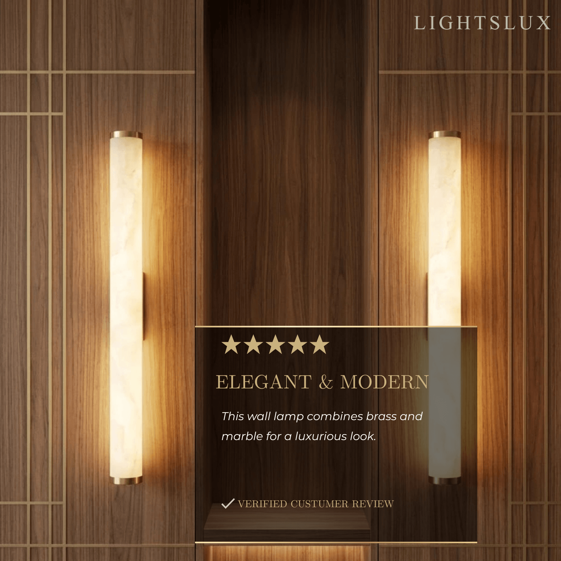 Modern Wall Lamp – Cylinder Marble Brass/Black for Living Room/ Bedroom - Flindria