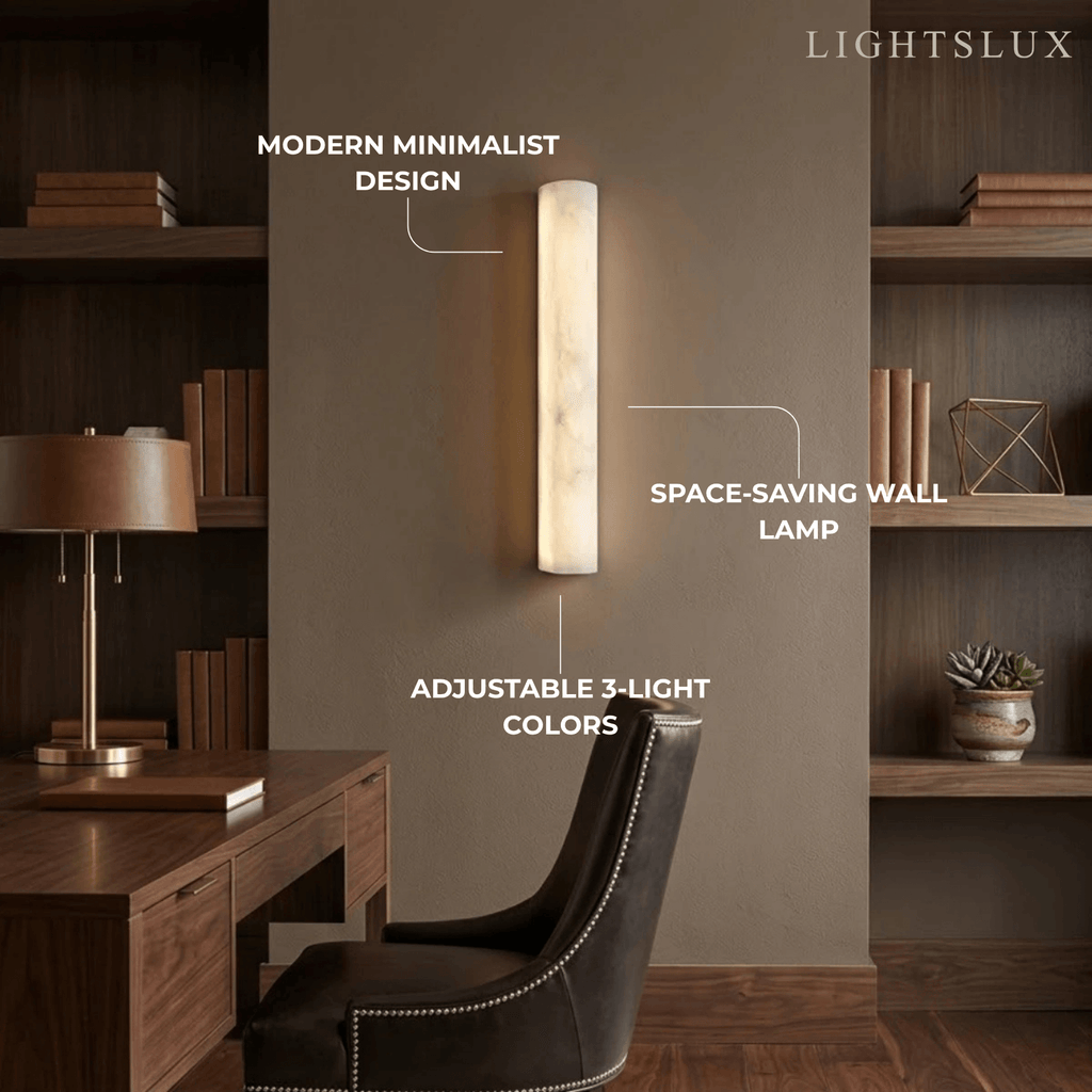 Minimalist Wall Lamp – Vertical Marble White for Bedroom / Living Room - Flindria