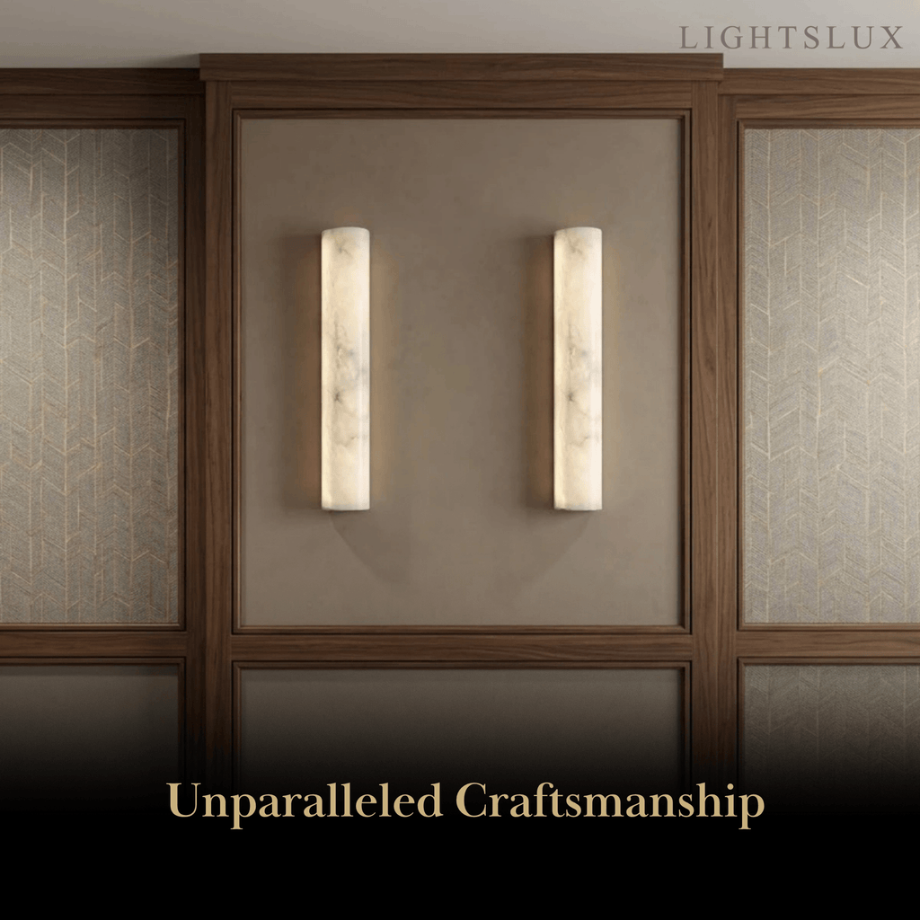 Minimalist Wall Lamp – Vertical Marble White for Bedroom / Living Room - Flindria