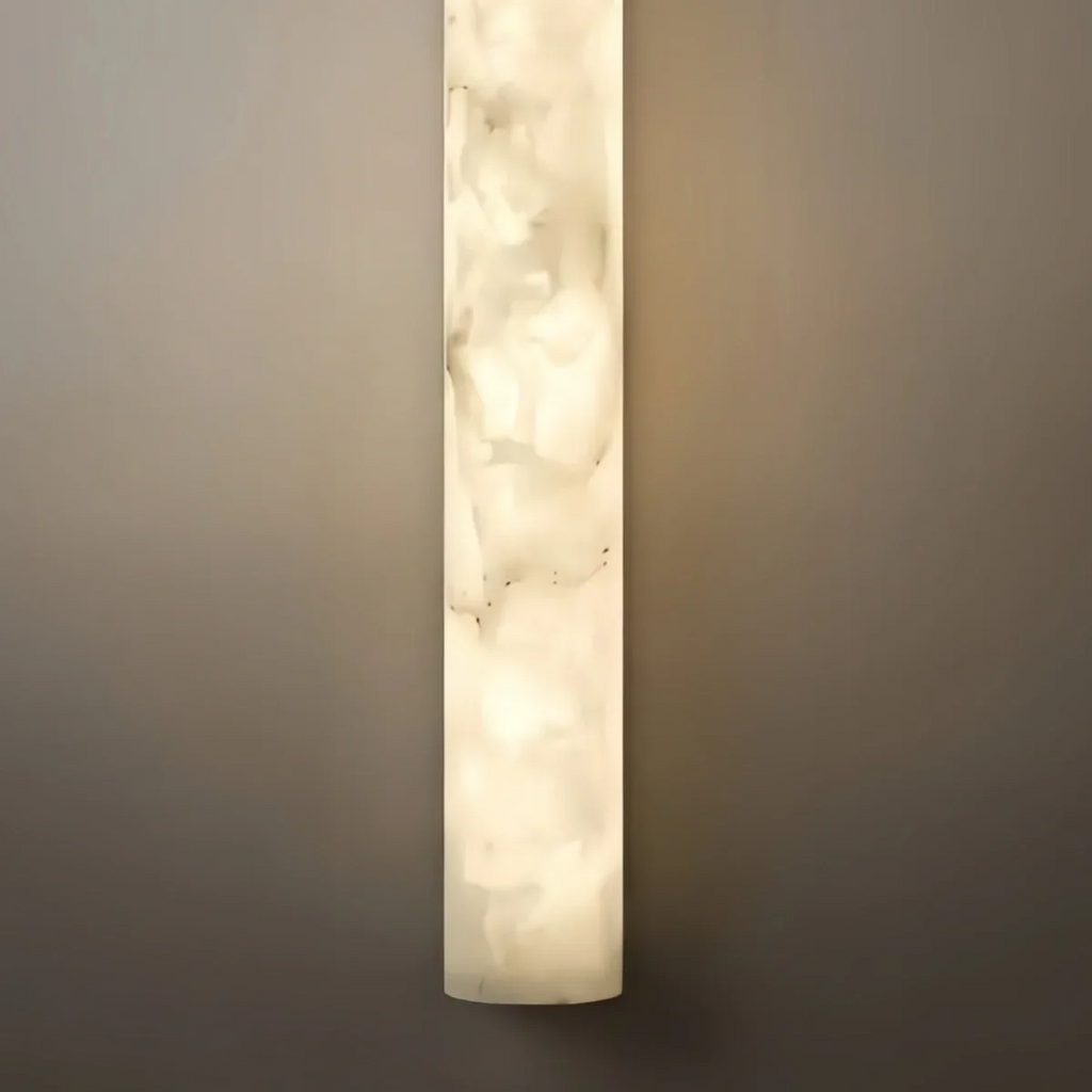 Minimalist Wall Lamp – Vertical Marble White for Bedroom / Living Room - Flindria