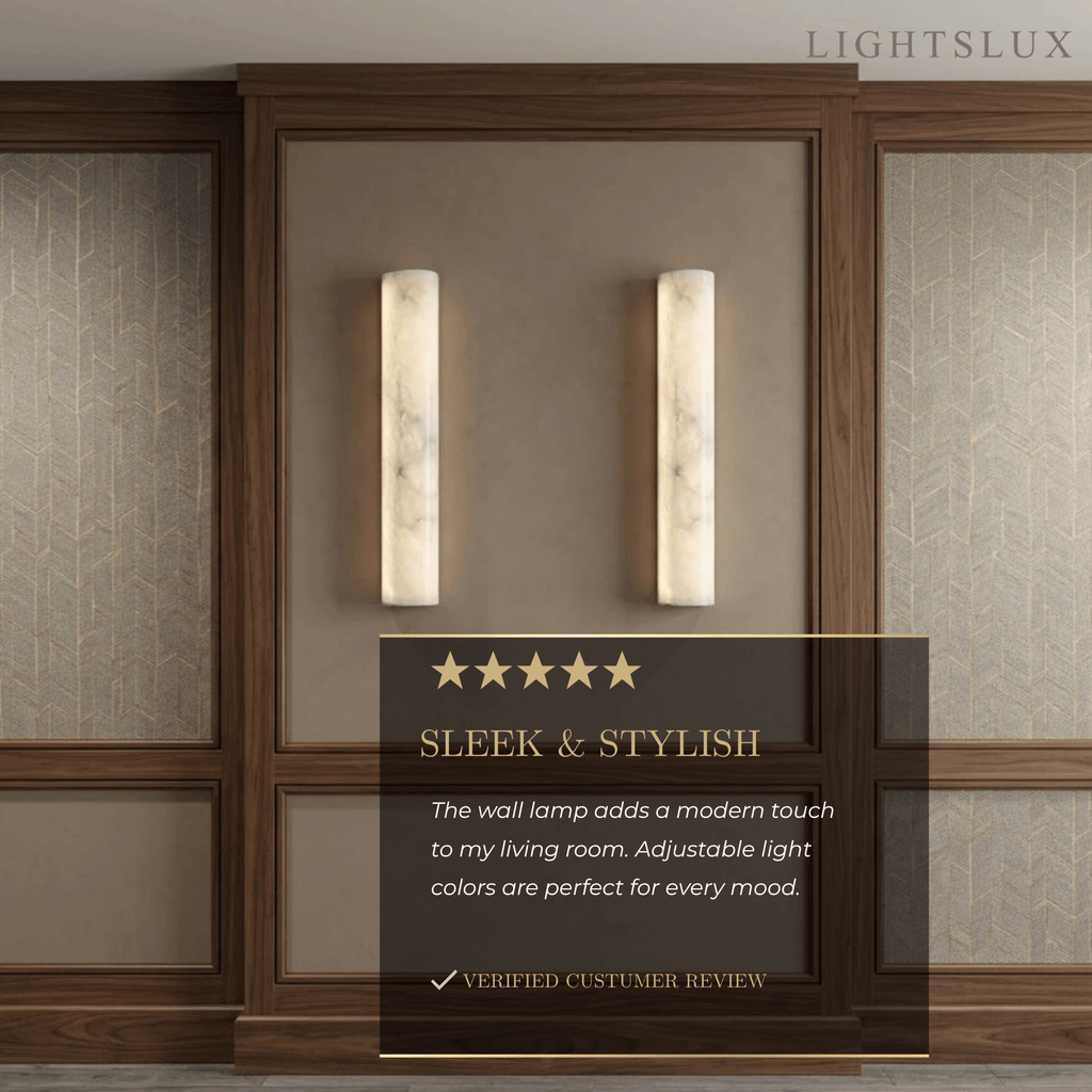 Minimalist Wall Lamp – Vertical Marble White for Bedroom / Living Room - Flindria