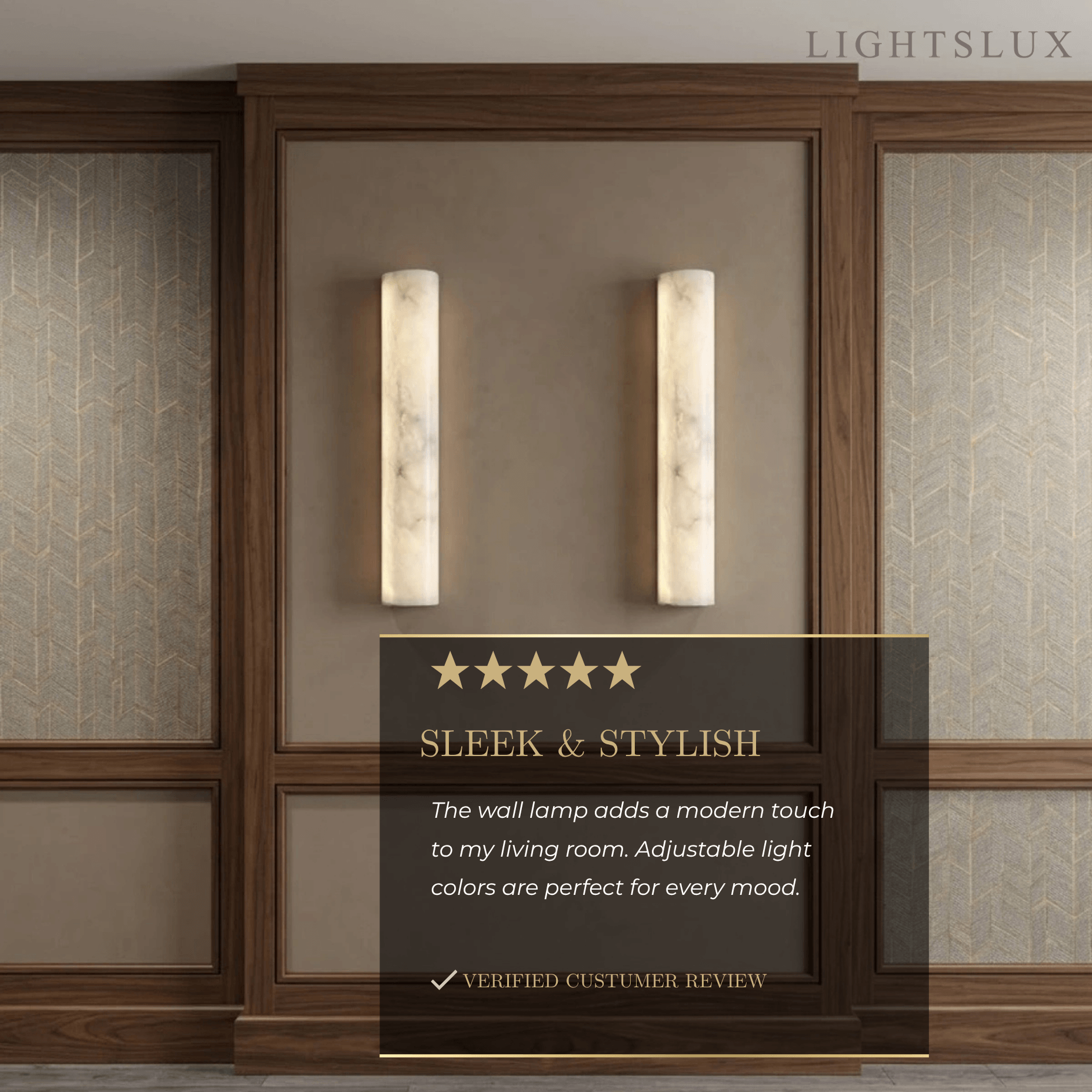 Minimalist Wall Lamp – Vertical Marble White for Bedroom / Living Room - Flindria