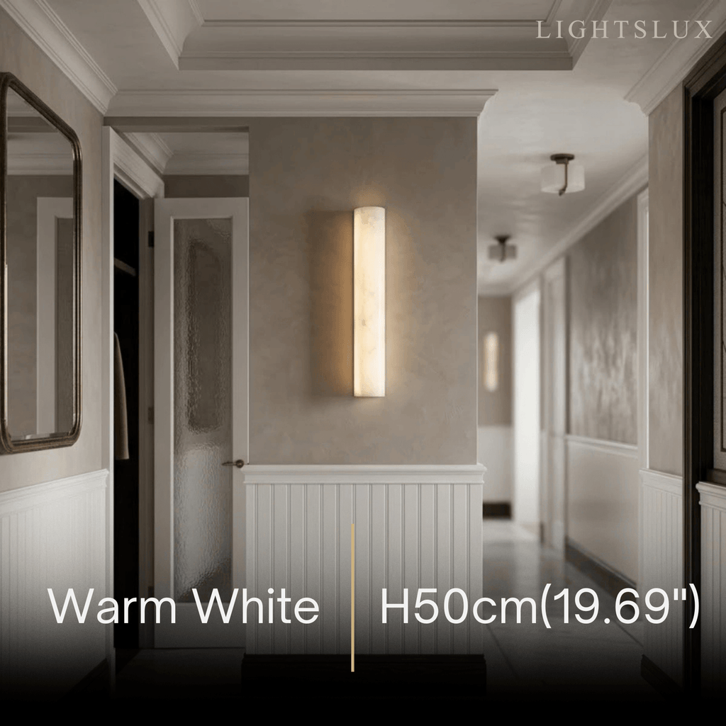 Minimalist Wall Lamp – Vertical Marble White for Bedroom / Living Room - Flindria