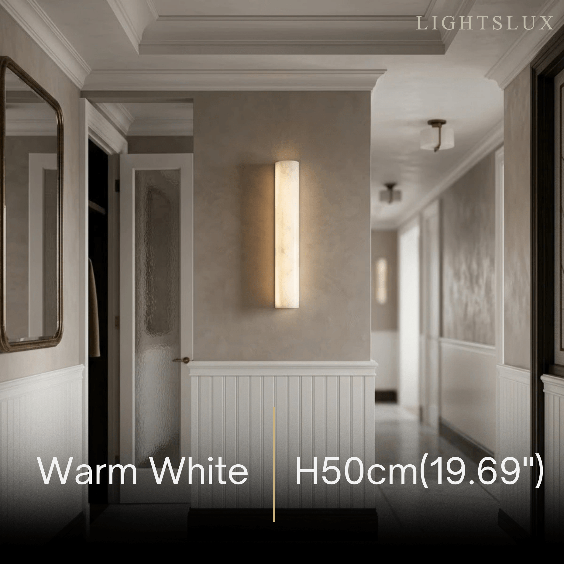 Minimalist Wall Lamp – Vertical Marble White for Bedroom / Living Room - Flindria