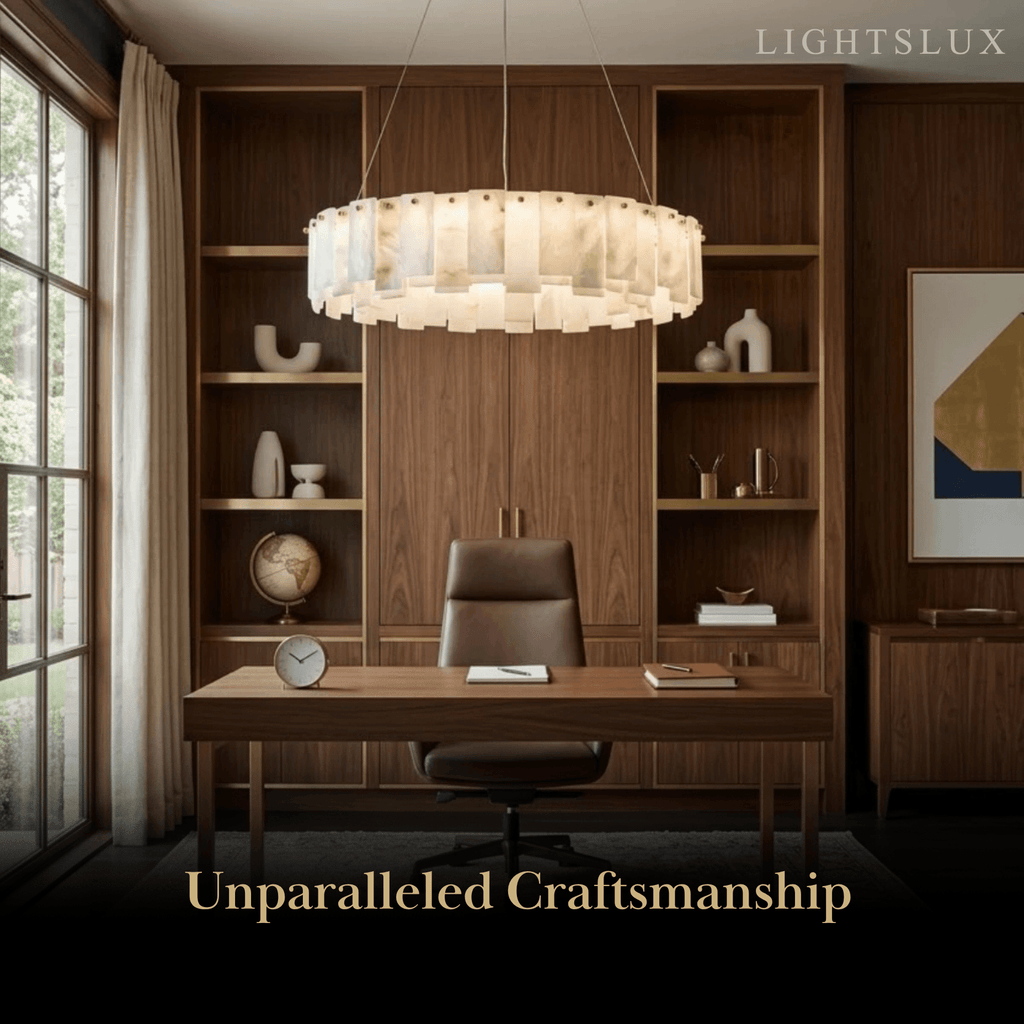 Luxury Marble Chandelier – Brass Round/Rectangle for Living Room / Dining Room - Flindria