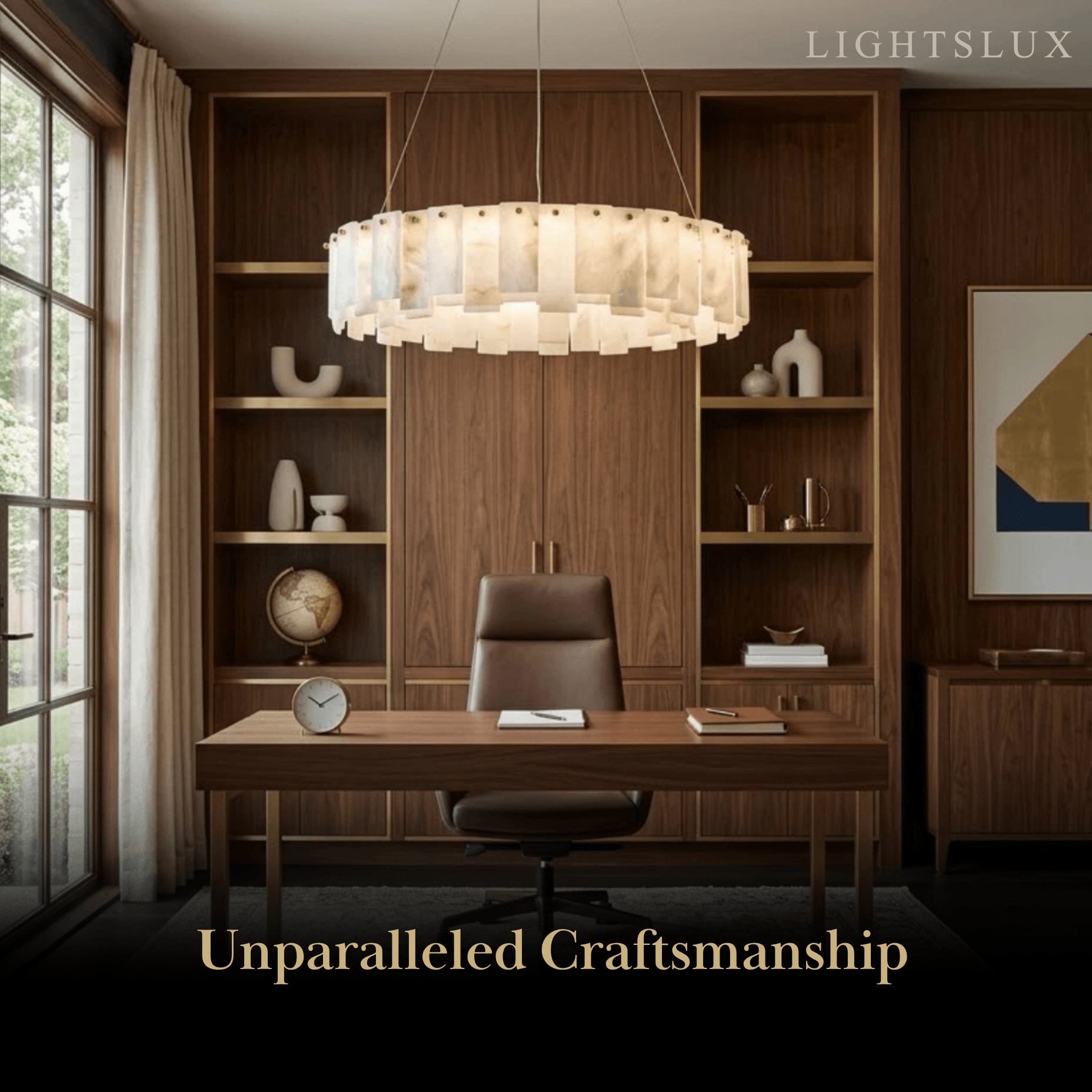 Luxury Marble Chandelier – Brass Round/Rectangle for Living Room / Dining Room - Flindria